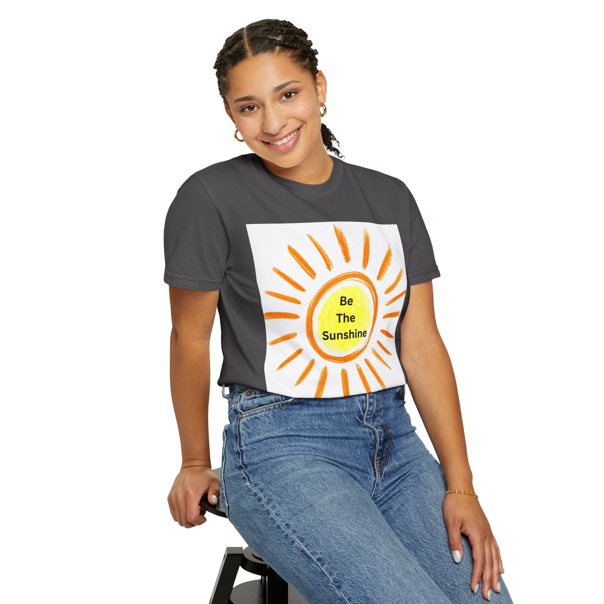 Be The Sunshine Graphic Tee - Unisex Garment-Dyed T-shirt, Positive Vibes T-Shirt, Summer Shirt, Gift for Friends, Motivational Apparel