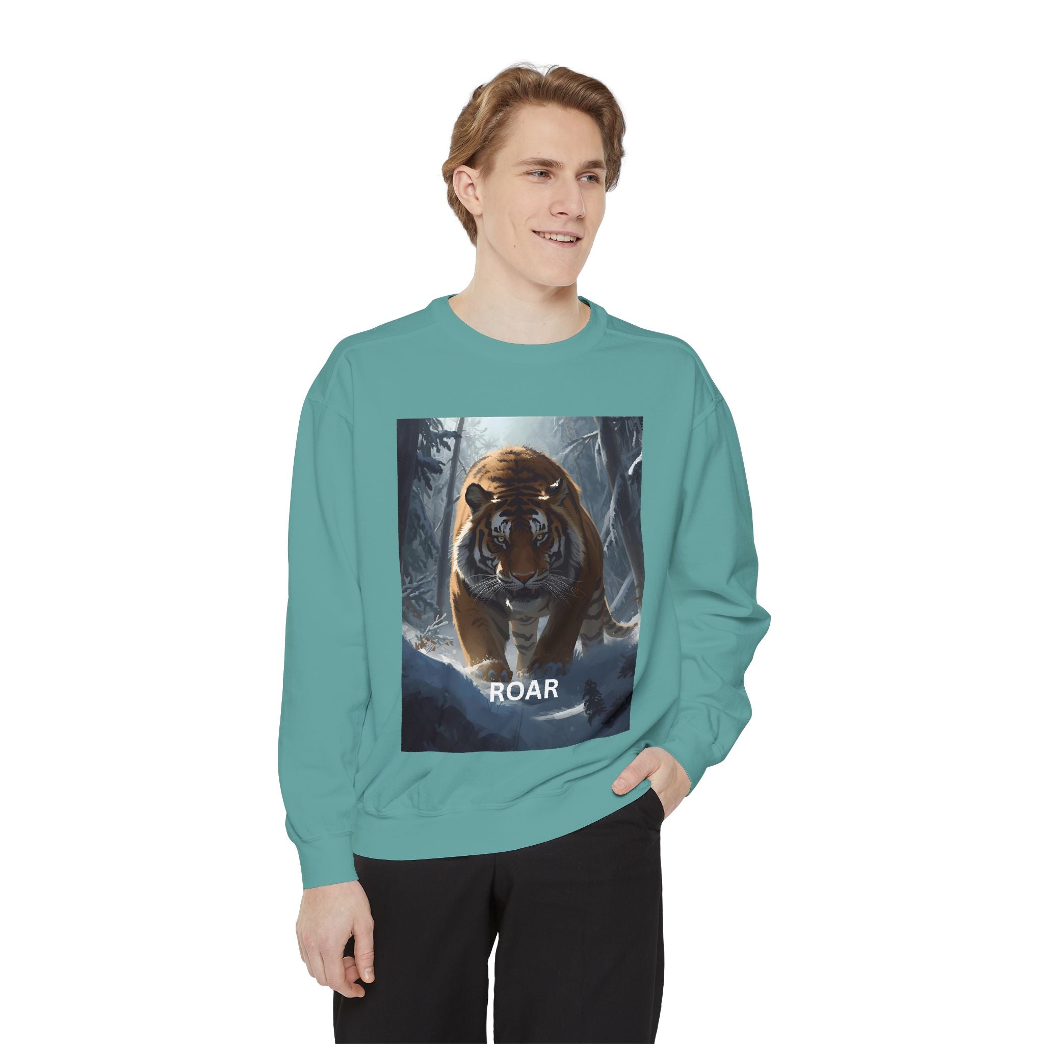 Tiger Roar Snow Unisex Garment-Dyed Sweatshirt