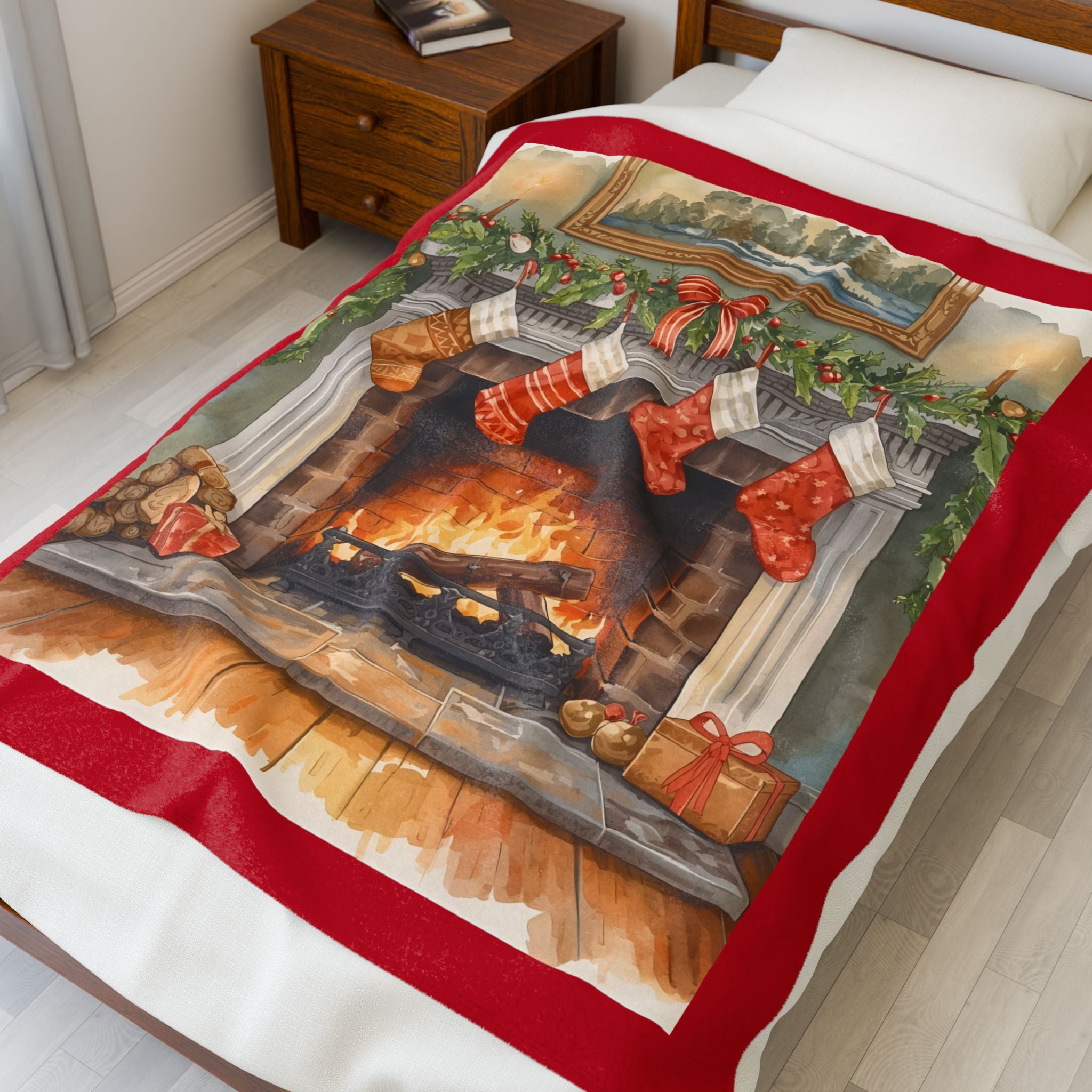 Whimsical Christmas Velveteen Plush Blanket