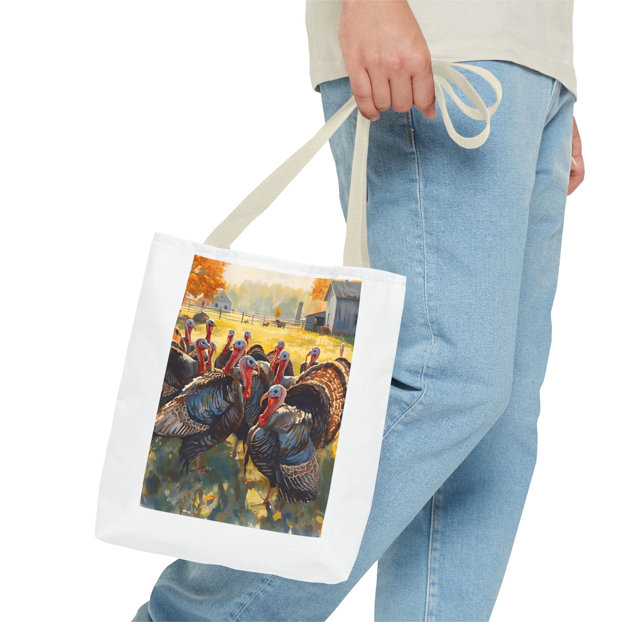 Thanksgiving Turkey Tote Bag, Fall Harvest Bags, Floral Market Bag, Reusable Eco-Friendly Carry-All, Holiday Gift for Turkey Lovers