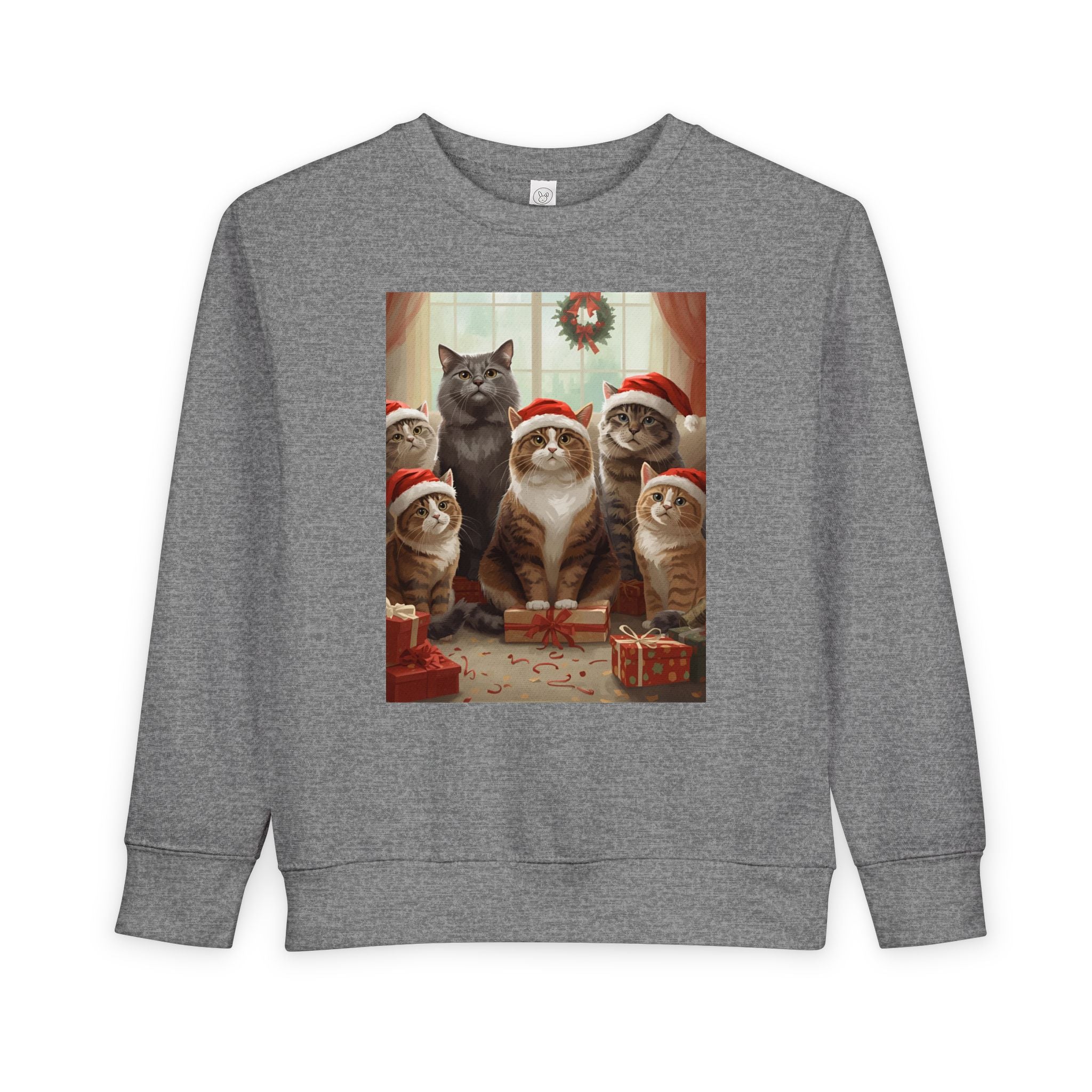 Cute Festive Christmas Cat Toddler Sweatshirt