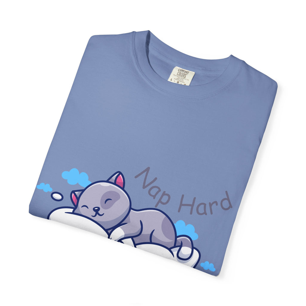 Cat Nap Graphic T-shirt, Cute Cat Tee, Relaxed Fit Apparel, Gift for Cat Lovers, Cozy Lounge Wear, Funny Pet Humor Top
