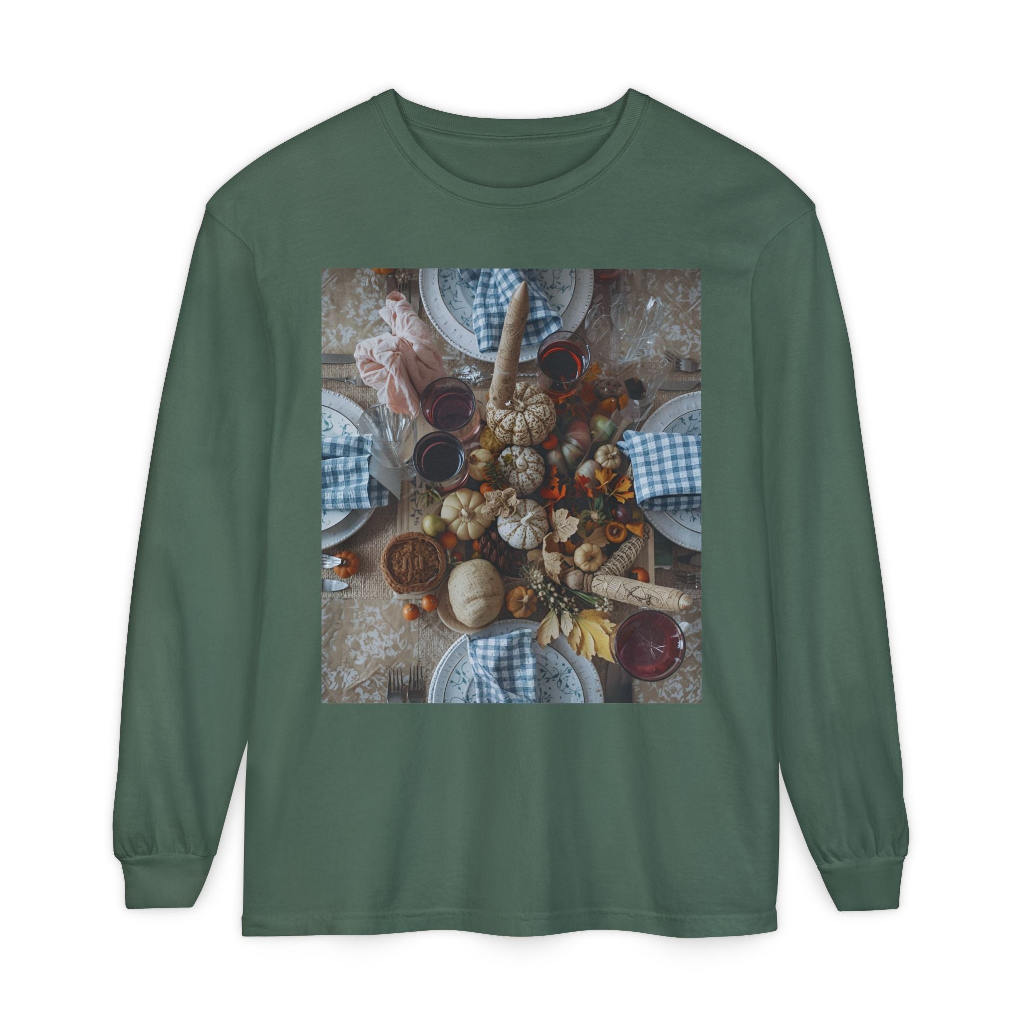 Rustic Gatherings Festive Long Sleeve T-Shirt for Gatherings, Casual Wear, Thanksgiving Shirt, Cozy Gift, Holiday Celebration Tee