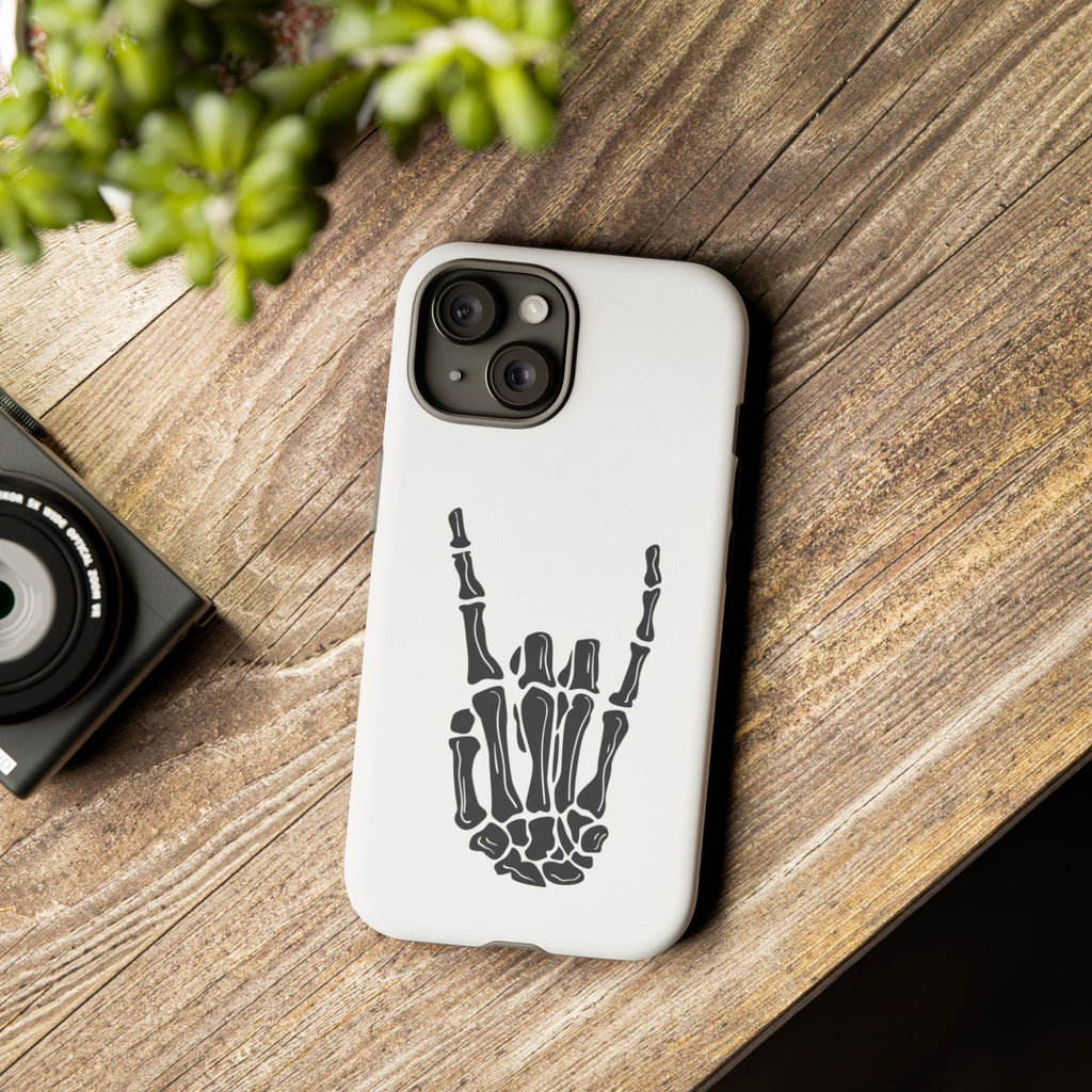 Rock On Skeleton Phone Case, Edgy Phone Cover, Tough Cases for Music Lovers, Halloween Accessories, Gifts for Him