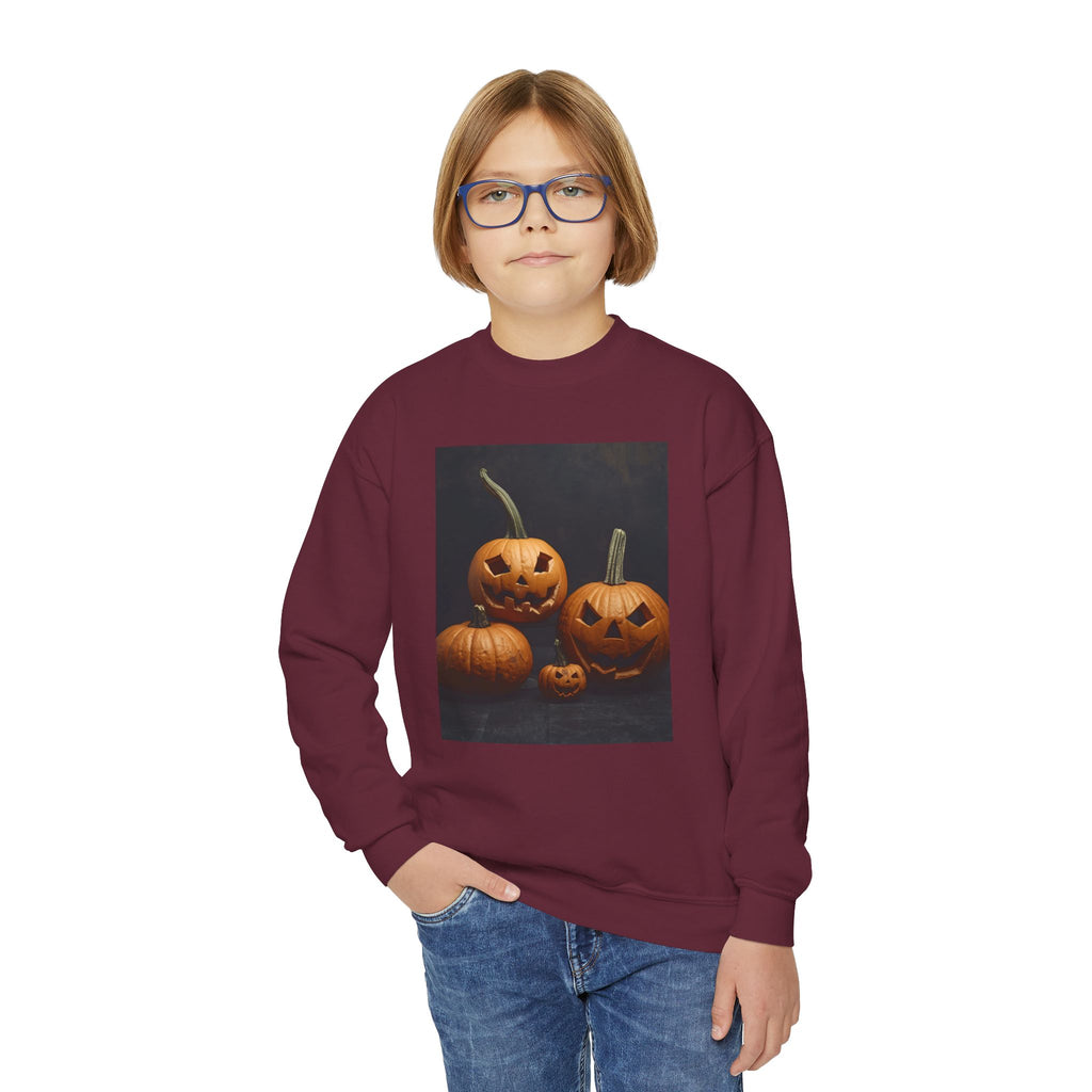 Spooky Halloween Pumpkin Youth Crewneck Sweatshirt