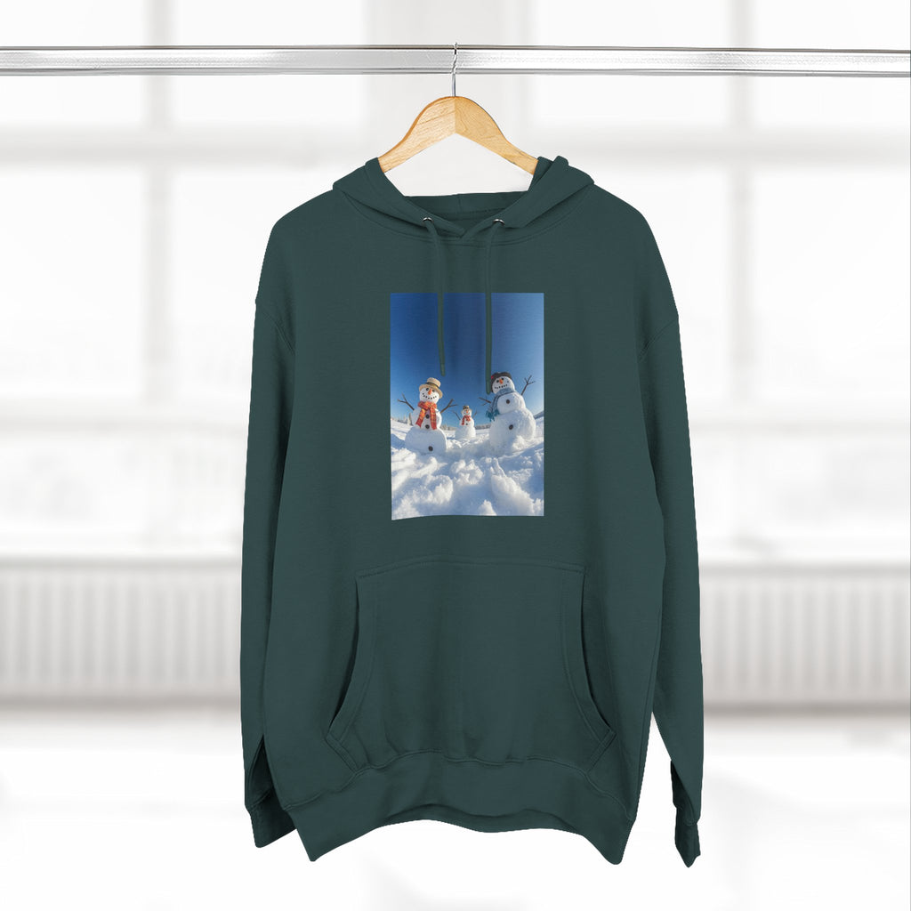 Cozy Fleece Hoodie with Fun Snowmen Design, Winter Wear, Gift for Christmas, Birthday Present, Casual Outfit, Hoodie for Snow Lovers