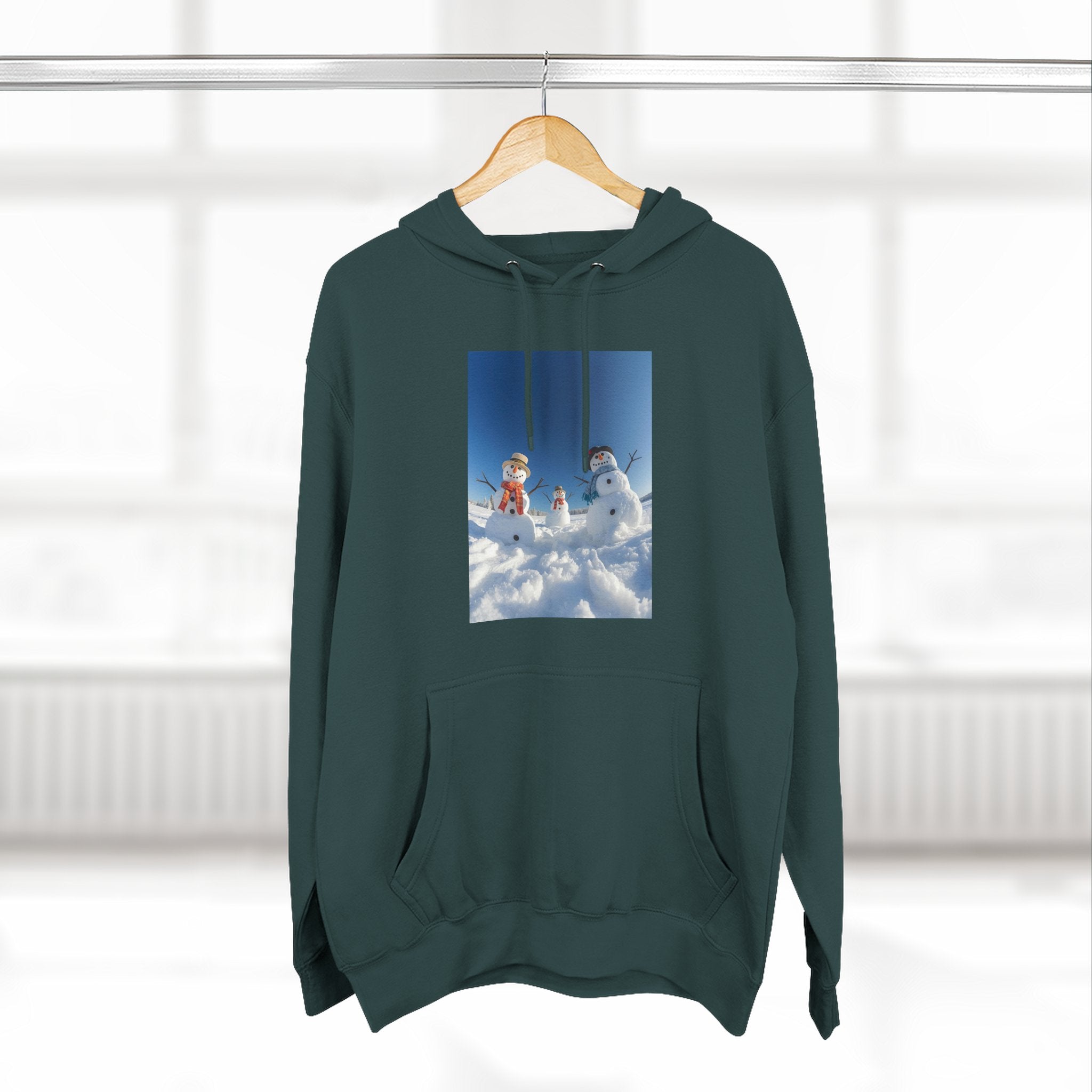 Cozy Fleece Hoodie with Fun Snowmen Design, Winter Wear, Gift for Christmas, Birthday Present, Casual Outfit, Hoodie for Snow Lovers