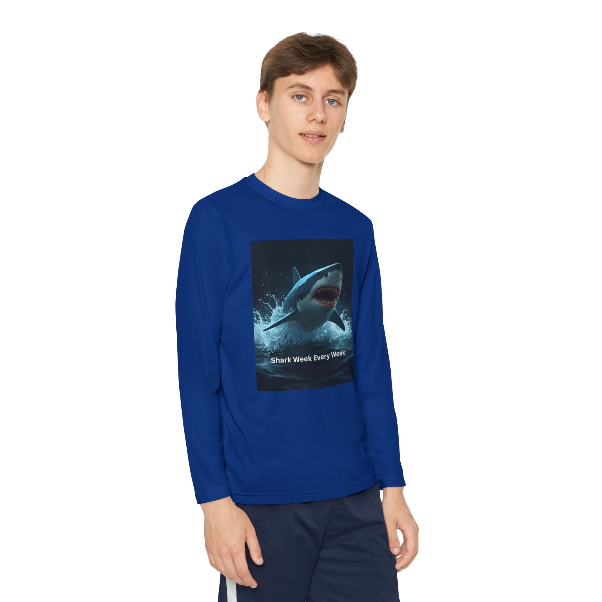 Shark Week Youth Long Sleeve Tee - Funny Ocean Shirt, Kids Gift, Summer Wear, Cool Tee, Swim Shirt, Beach Apparel