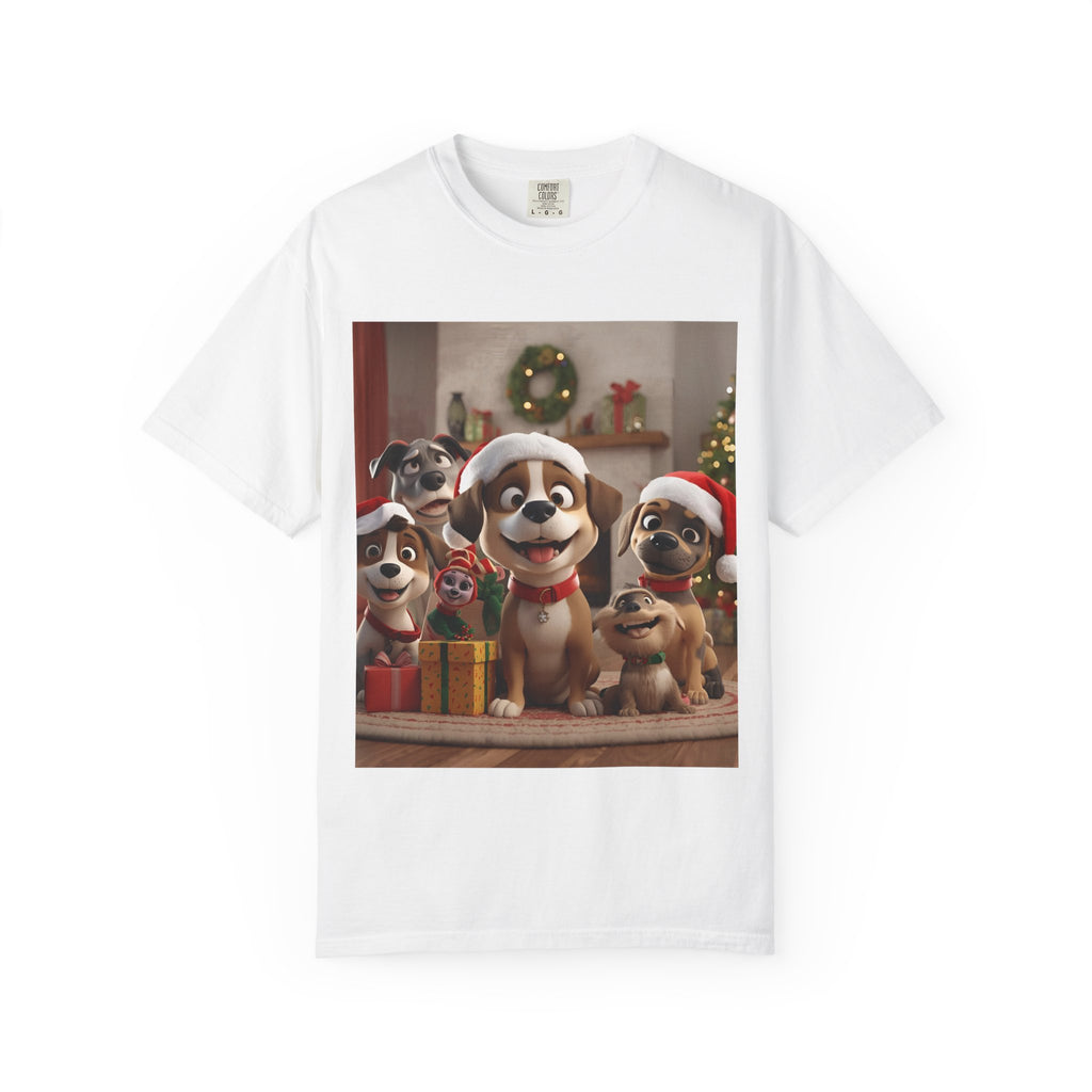 Cute Christmas Festive Dog Lovers T-Shirt | Unisex Garment-Dyed Tee for Dog Enthusiasts | Holiday Gift, Christmas Apparel, Pet Lover Shirt