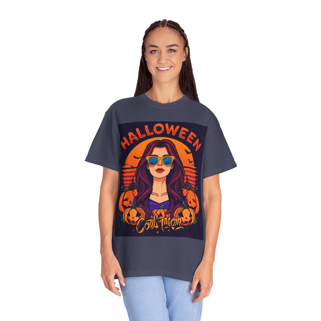 Halloween Cool Mom T-Shirt, Unisex Garment-Dyed Tee, Spooky Season Apparel, Fall Fashion, Halloween Costume Shirt