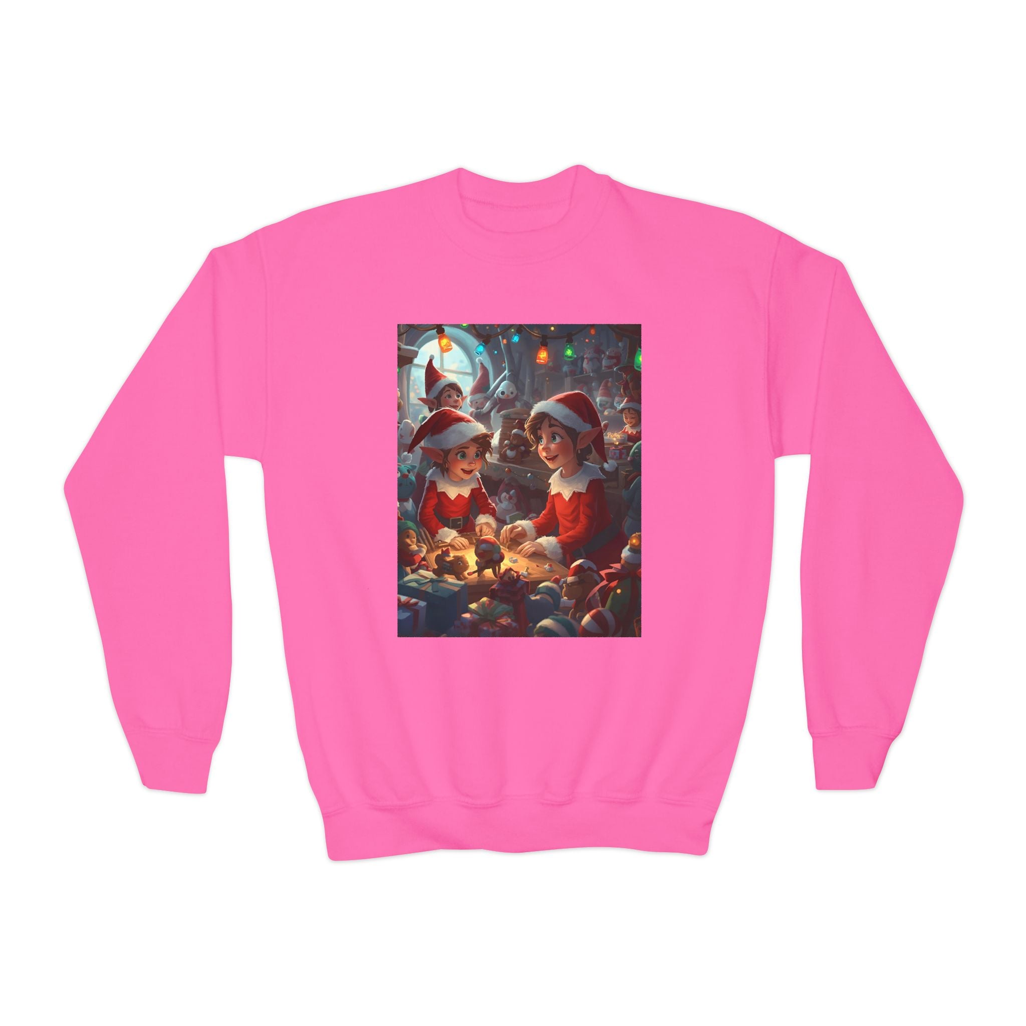 Youth Christmas Elf Crewneck Sweatshirt, Cozy Holiday Sweatshirt for Kids, Cute Christmas Gift, Family Christmas Apparel, Santa & Elf Design