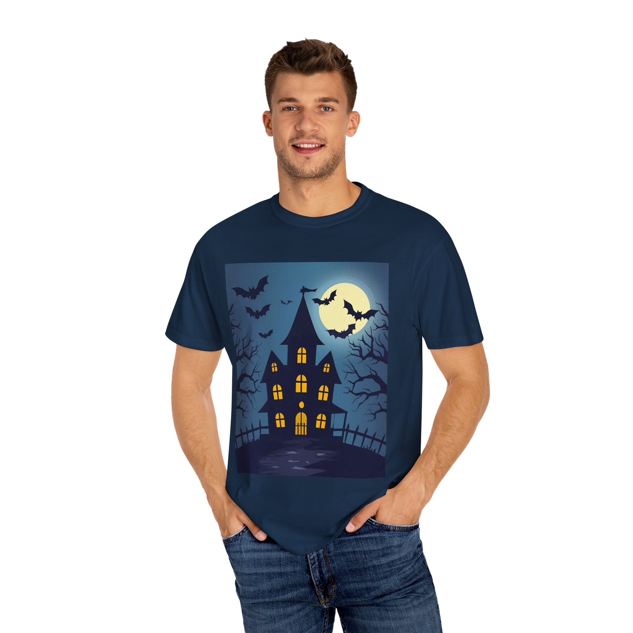 Haunted House Graphic T-Shirt | Halloween Tee, Unisex Shirt, Spooky Top, Fall Apparel, Gift for Halloween Lovers