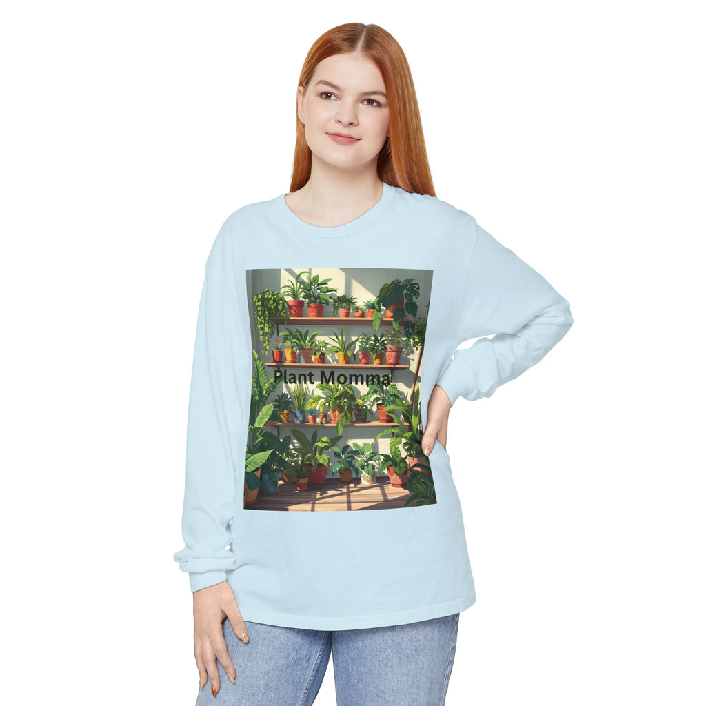 Plant Momma Long Sleeve T-Shirt, Perfect for Plant Lovers, Gardening Gifts, Eco-friendly Fashion, Casual Wear, Spring Celebrations
