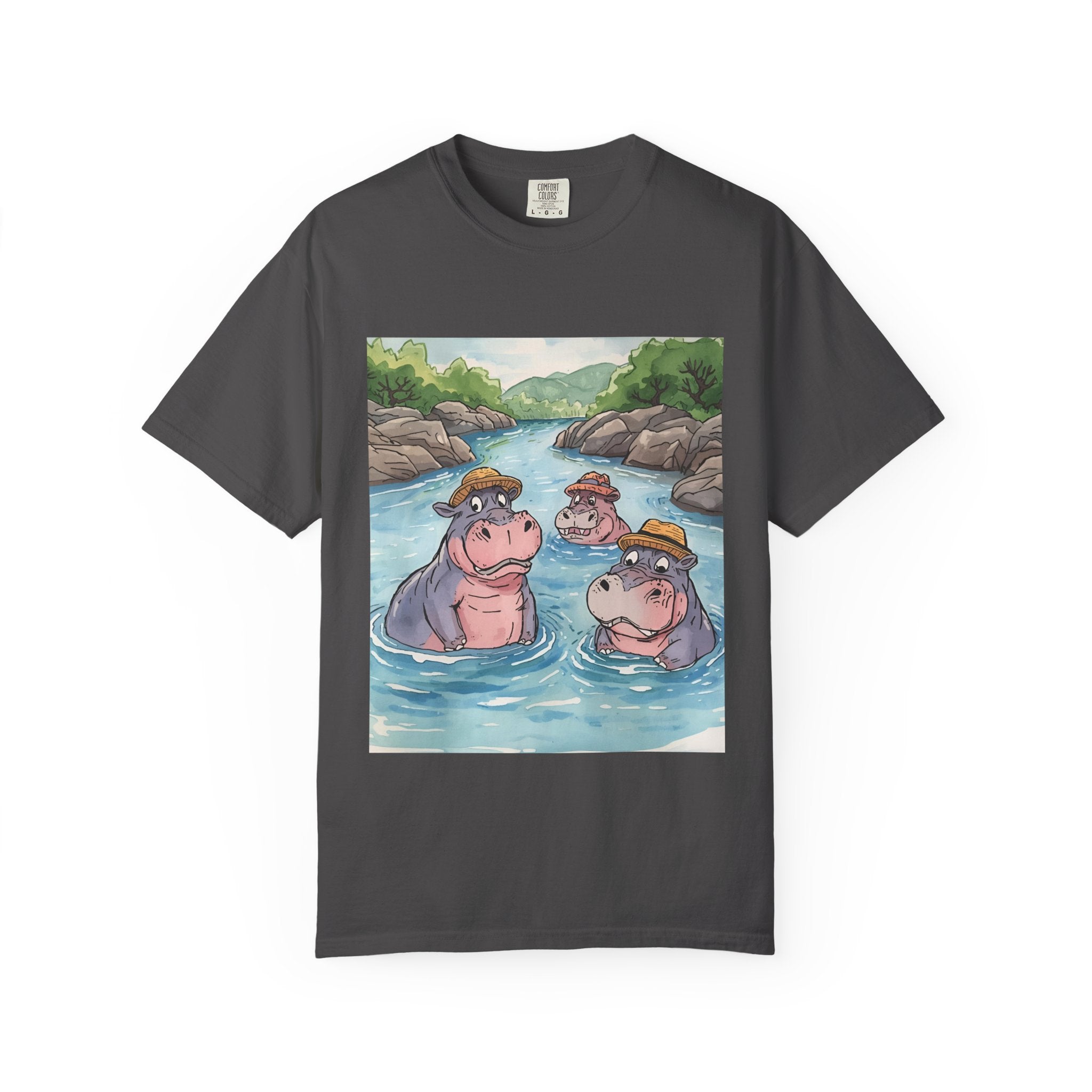 Hippo Adventure Unisex T-Shirt, Cute Animal Tee, Gift for Nature Lovers, Casual Wear, Birthday and Summer Vibe