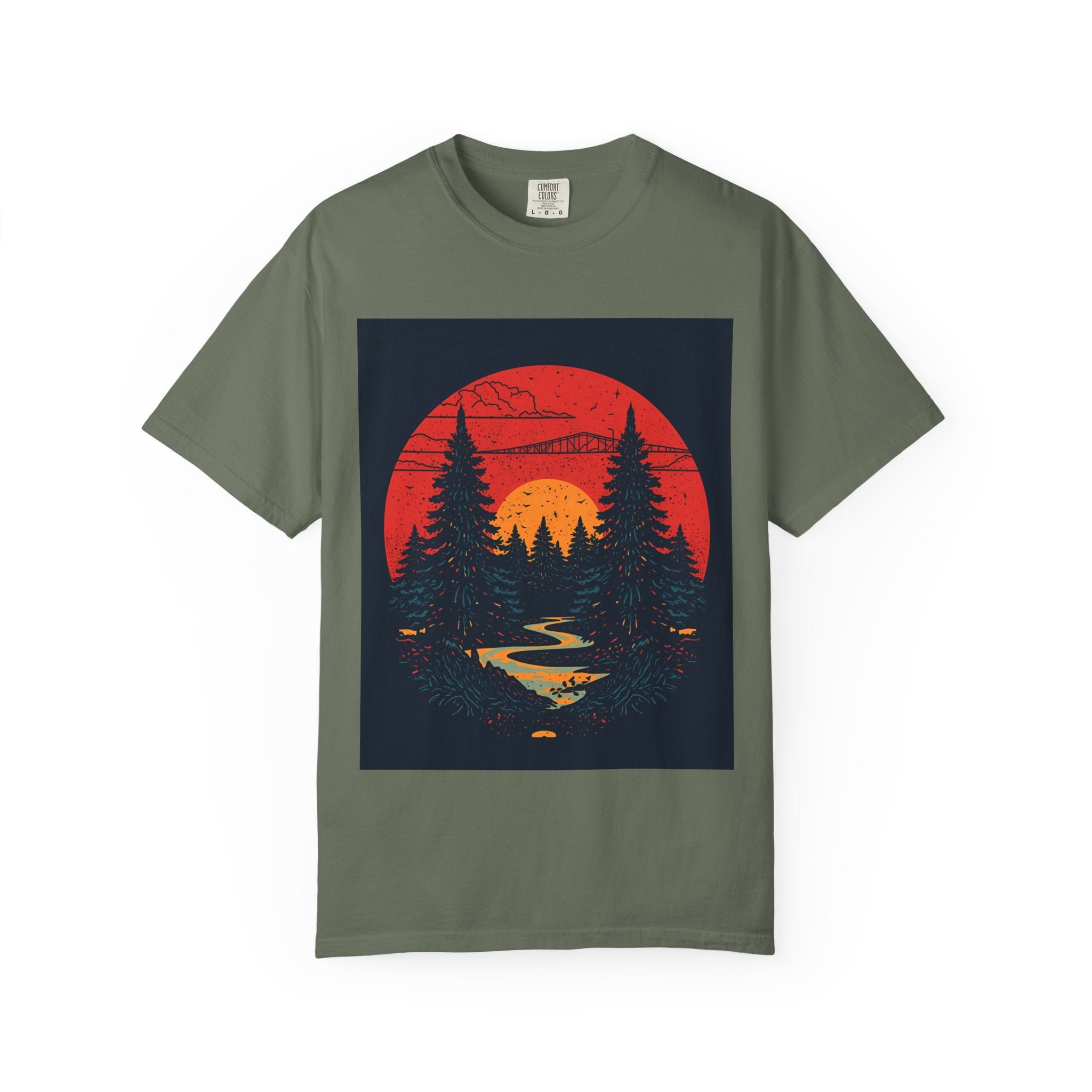 Sunset Forest Unisex Tee, Outdoor Adventure Shirt, Nature Lover Gift, Casual Stylish Top, Fall Fashion T-shirt