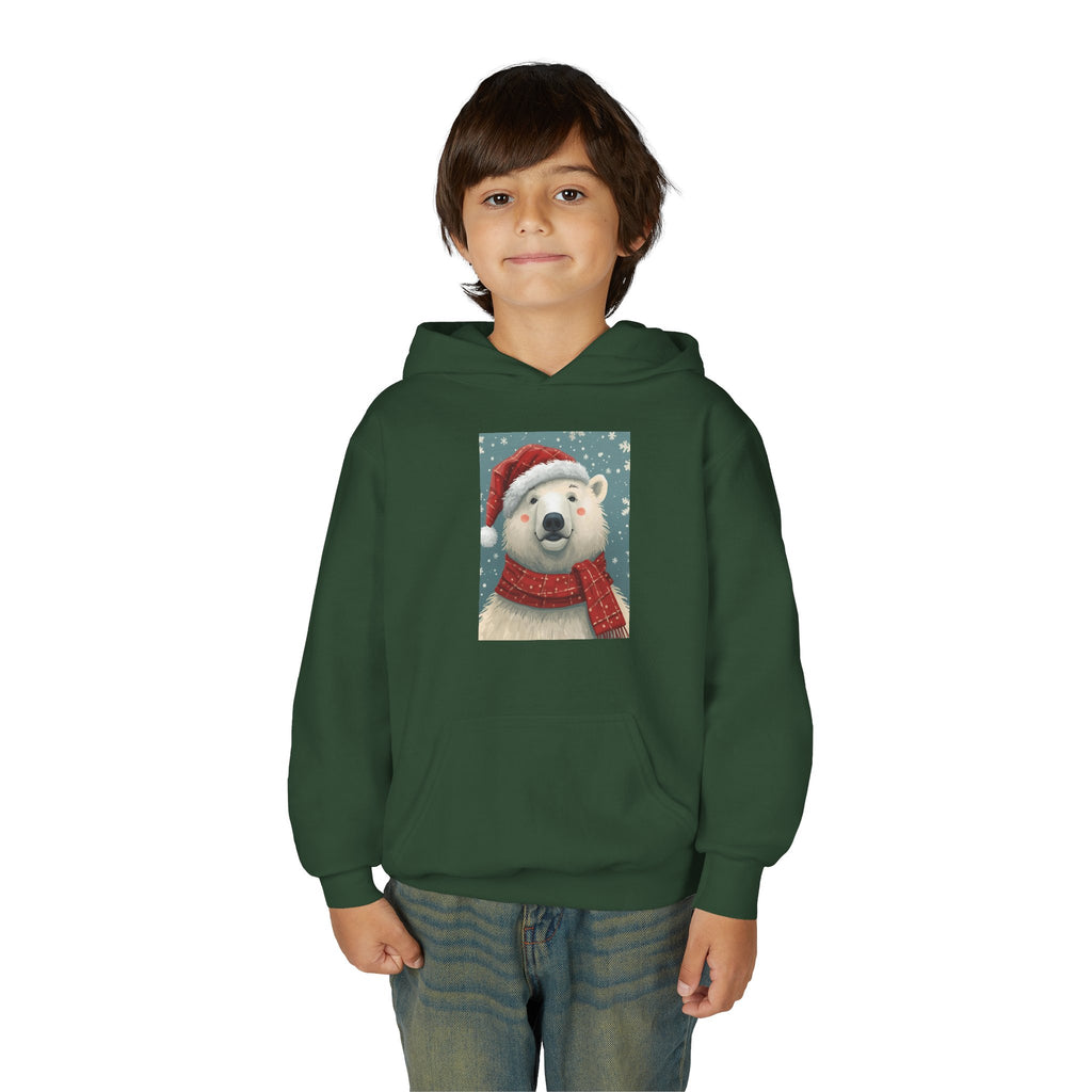 Cozy Polar Bear Christmas Hoodie, Holiday Sweatshirt for Kids, Winter Wear, Gift Idea, Cute Kids Hooded Sweatshirt