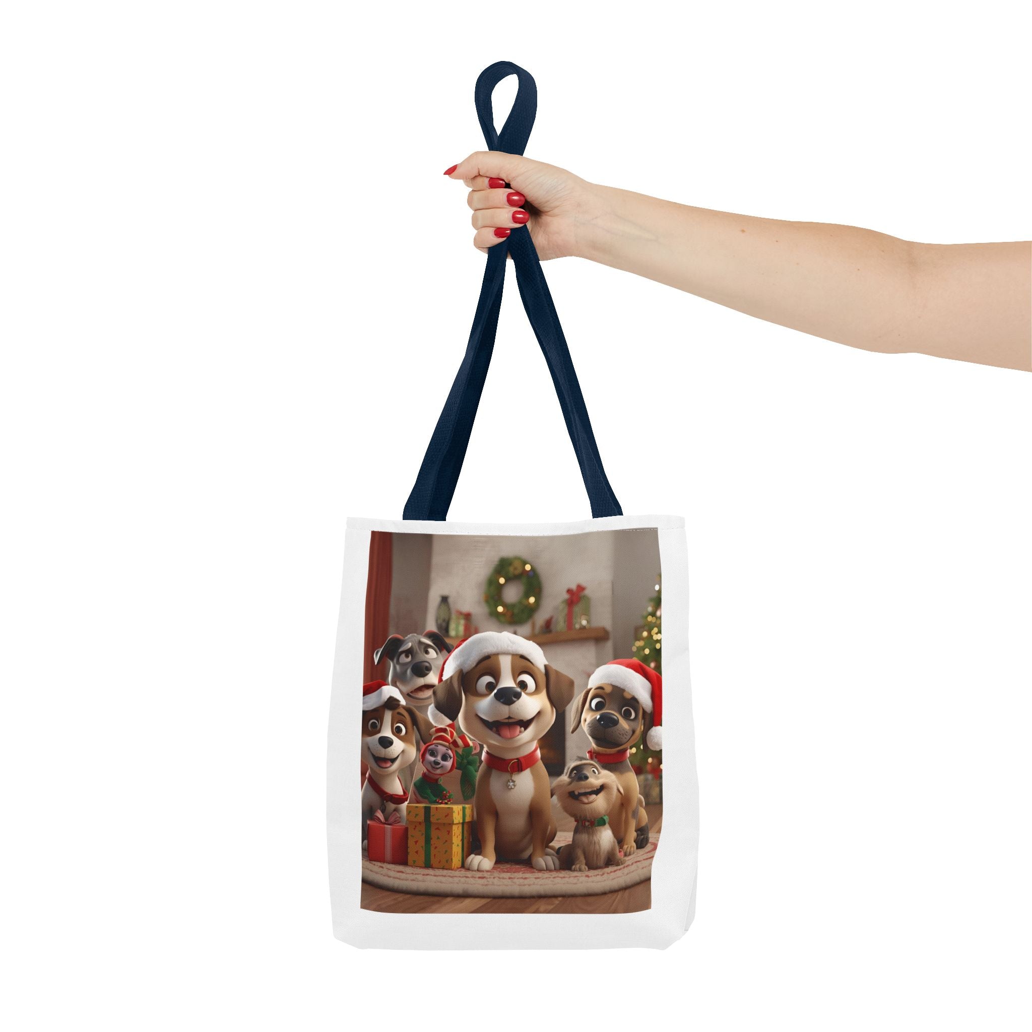 Cute Christmas Festive Dog Lovers Tote Bag, Cute Christmas Gift for Animal Lovers, Holiday Shopping, Pet Owner Accessory, Reusable Bag