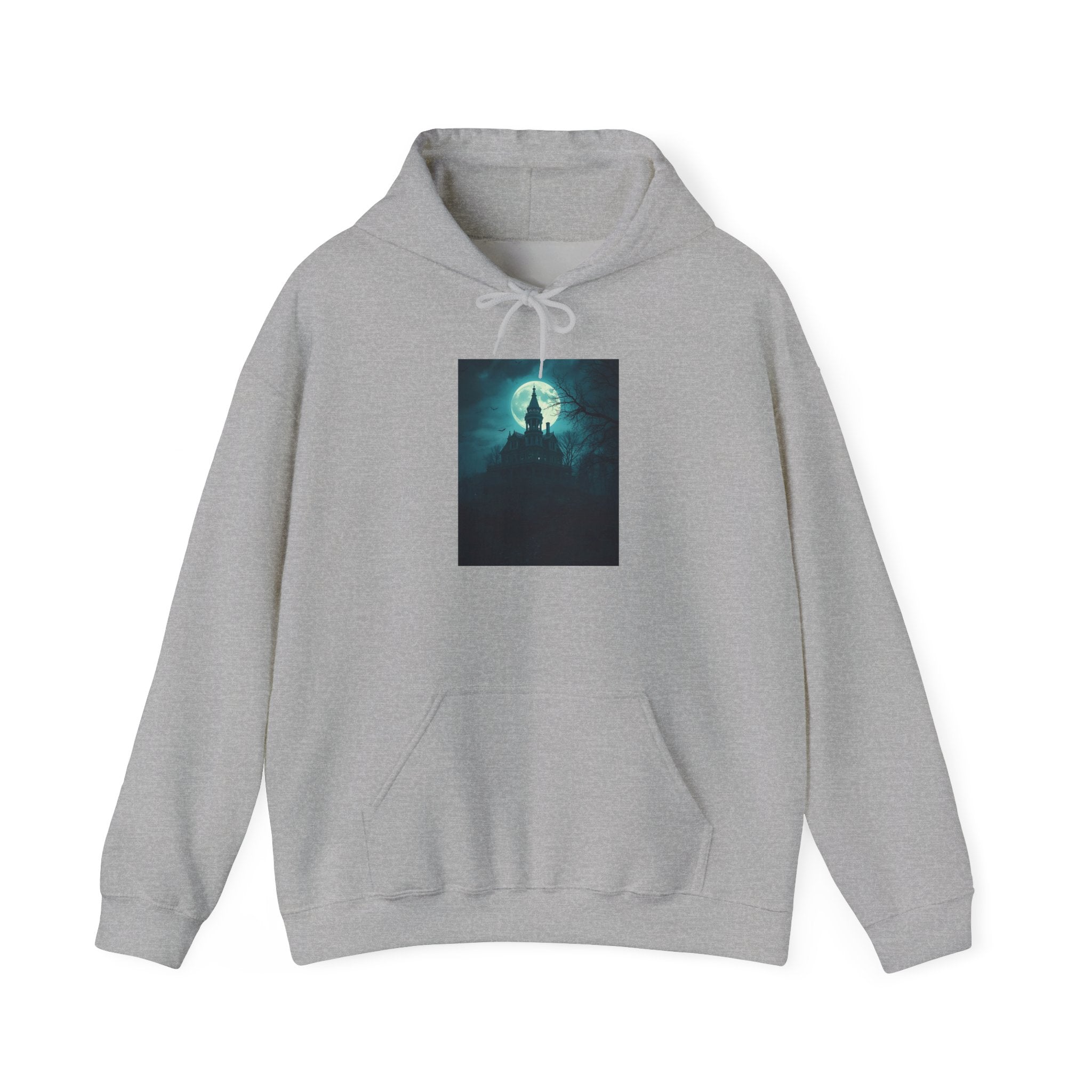 Haunted Moonlight Mystical Nightscape Hooded Sweatshirt - Cozy Casual, Unisex Fashion, Gift Idea, Halloween Apparel, Unique Statement Piece