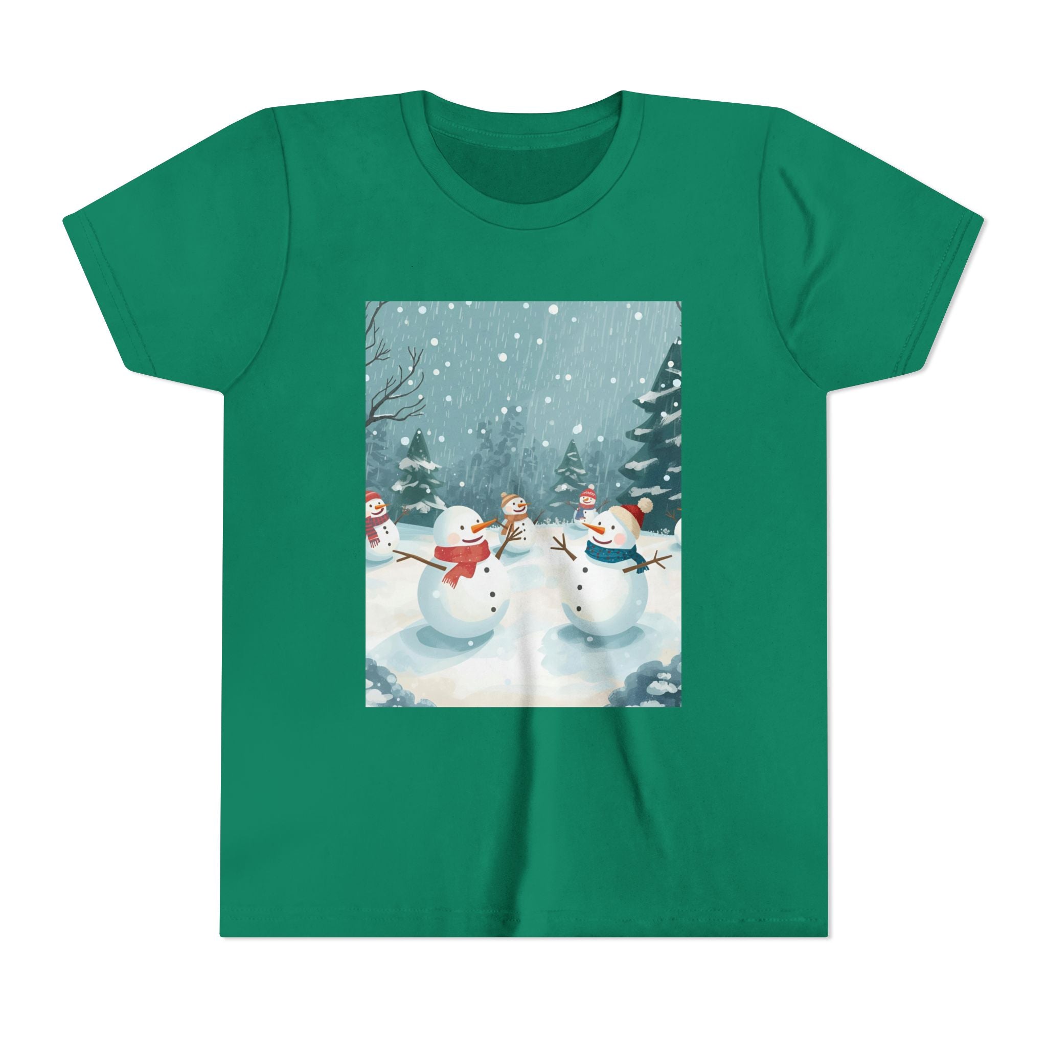 Festive Christmas Snowman Youth Short Sleeve Tee