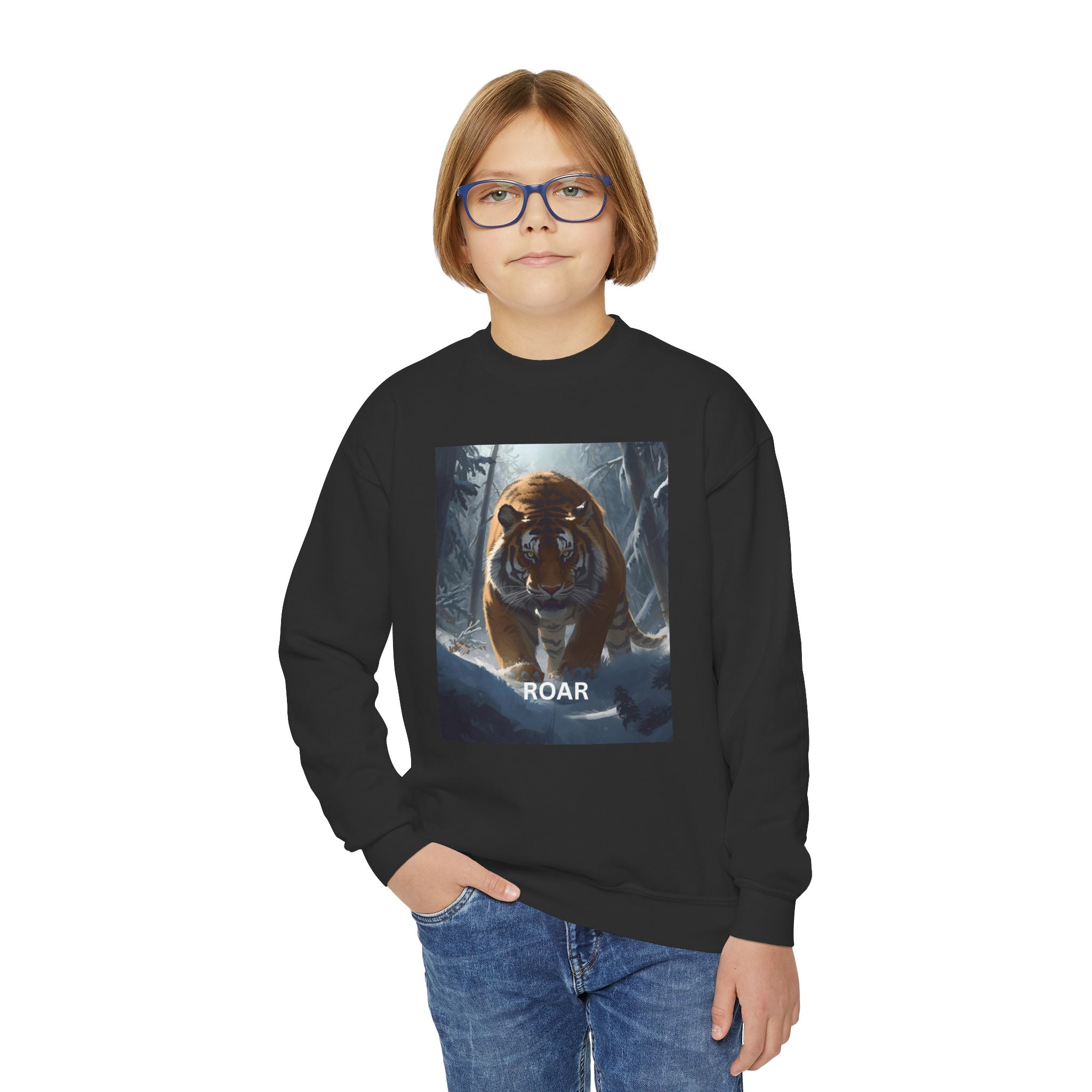 Tiger Roar Snow Youth Crewneck Sweatshirt