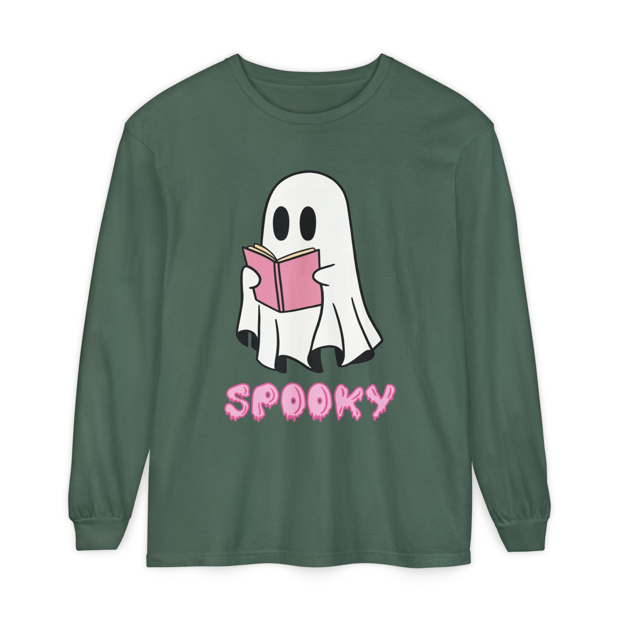 Spooky Ghost Long Sleeve T-Shirt, Halloween Shirt, Unisex Tee, Cozy Casual Apparel, Ghost Reading Book Design, Perfect for Fall [...]