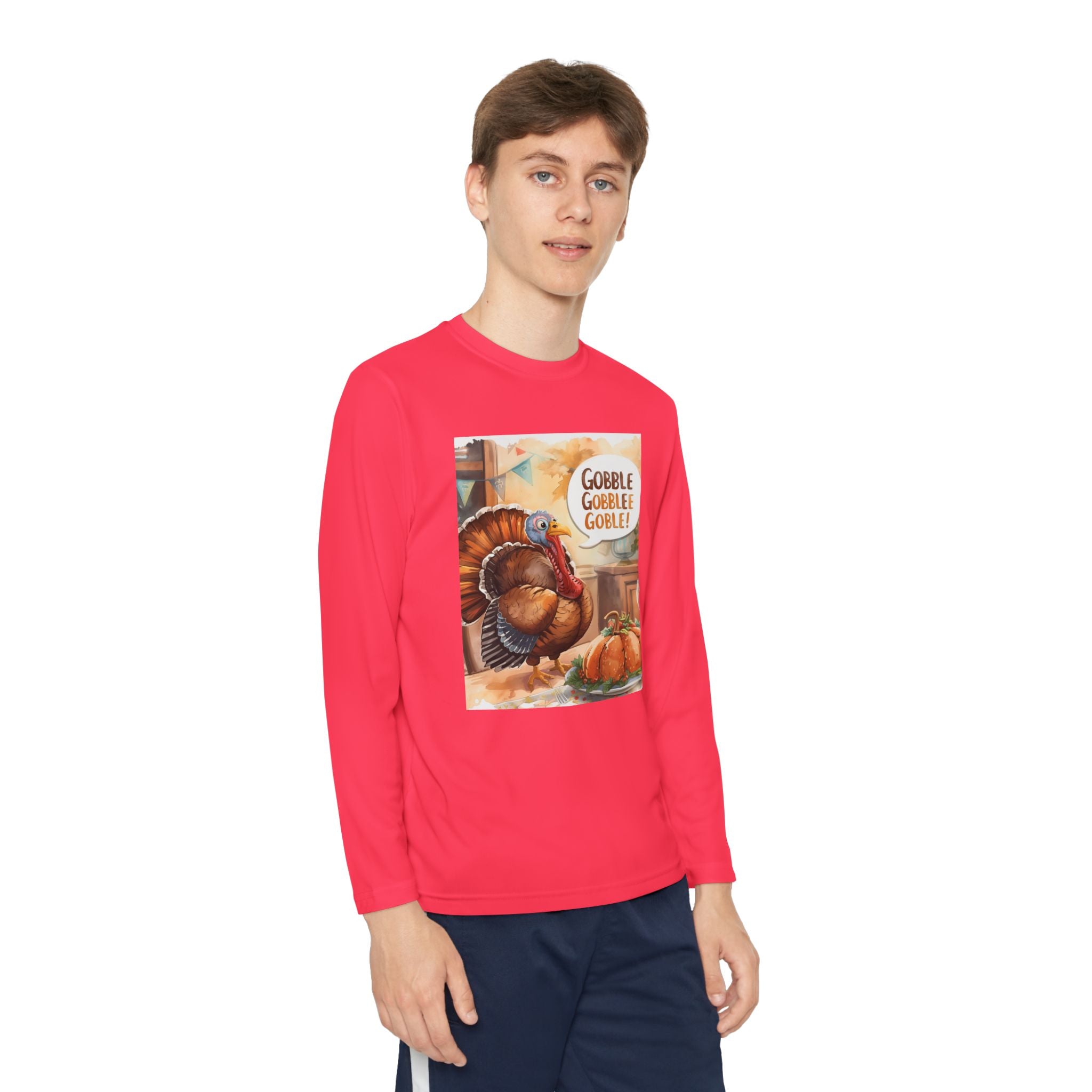 Thanksgiving Turkey Youth Long Sleeve Competitor Tee