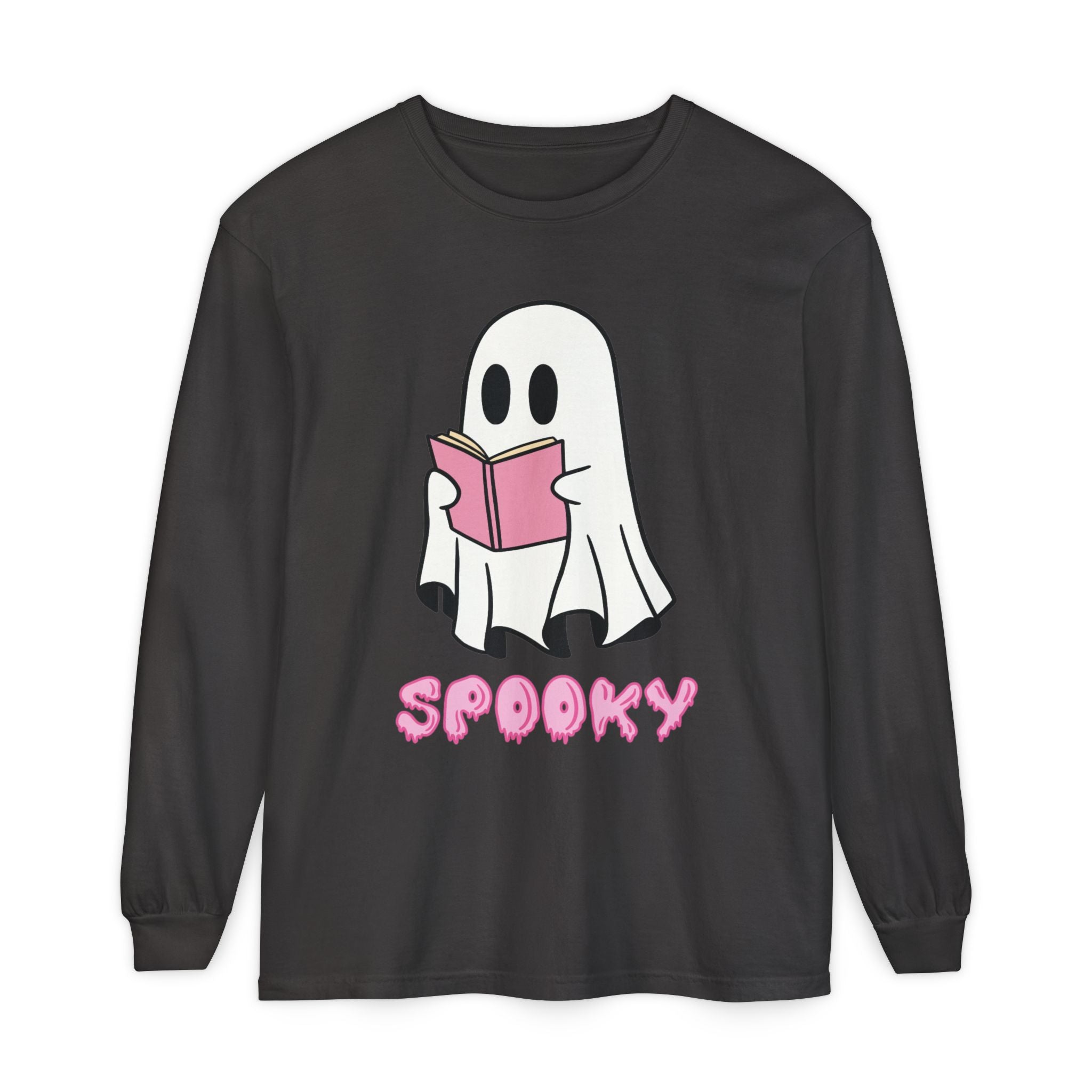 Spooky Ghost Long Sleeve T-Shirt, Halloween Shirt, Unisex Tee, Cozy Casual Apparel, Ghost Reading Book Design, Perfect for Fall [...]