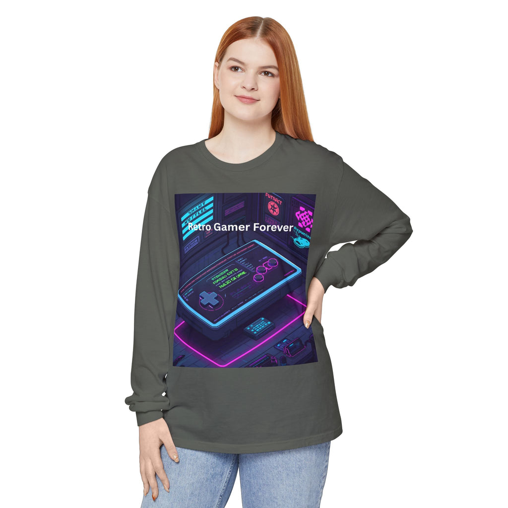 Retro Game Controller Unisex Garment-dyed Long Sleeve T-Shirt