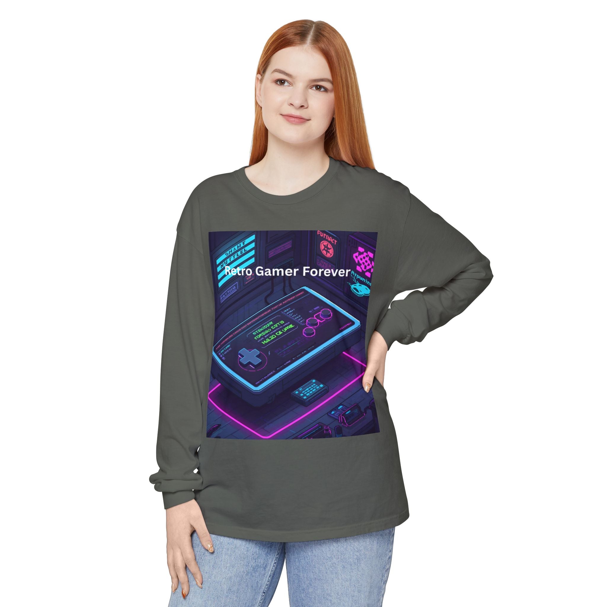 Retro Game Controller Unisex Garment-dyed Long Sleeve T-Shirt