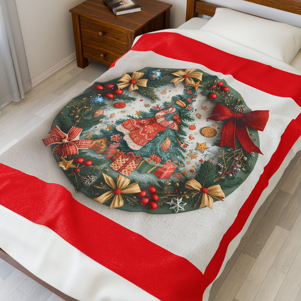 Christmas Wreath Velveteen Plush Blanket