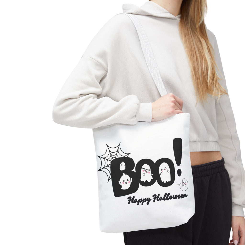 Halloween Boo Tote Bag with Boo! Design, Spooky Ghosts, Trick or Treat, Fall Decor, Seasonal Gift