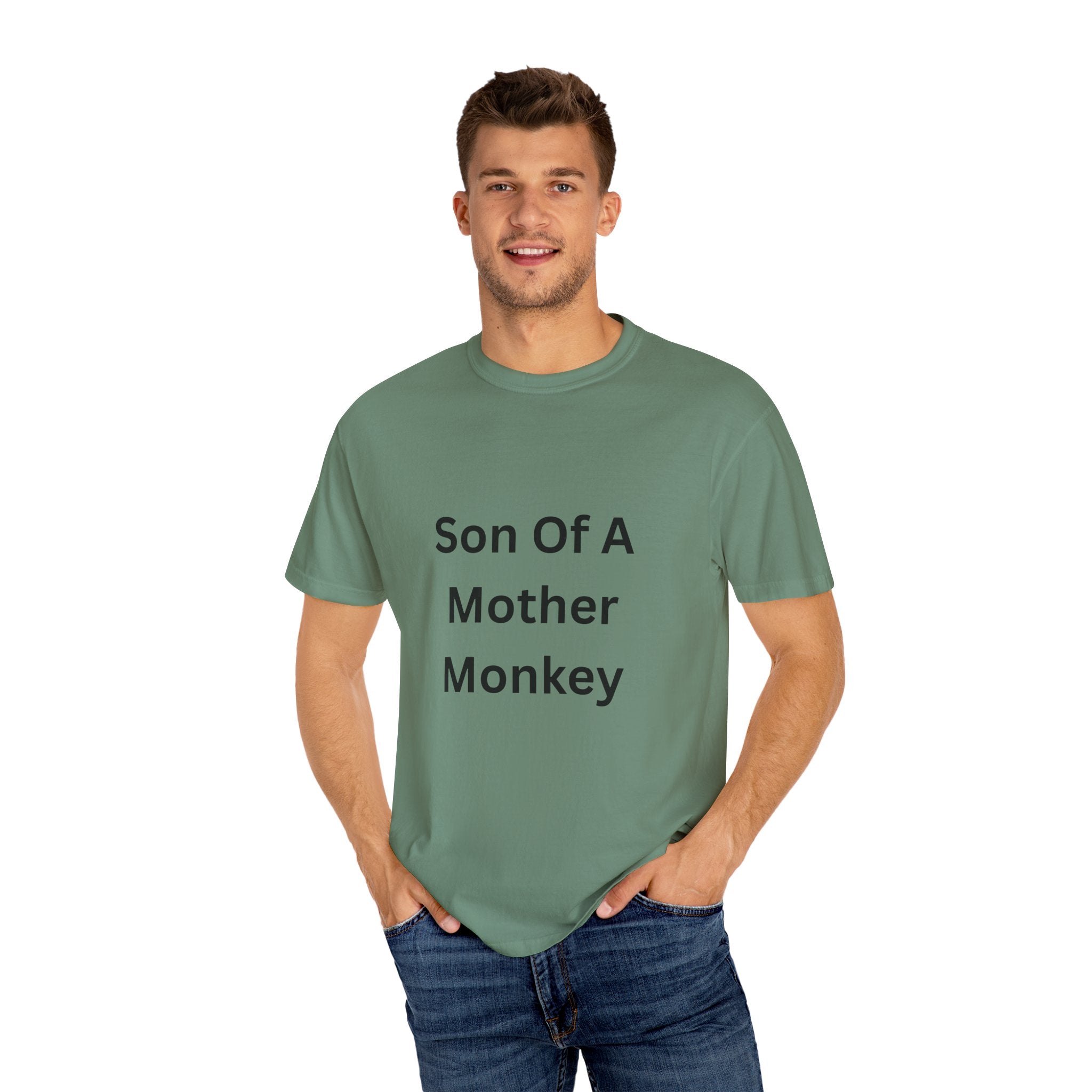 Unisex Humor T-shirt - "Son Of A Mother Monkey" - Funny Gift for Moms, Casual Wear, Birthday Gift, Eco-Friendly Tee, Unique Gift Idea