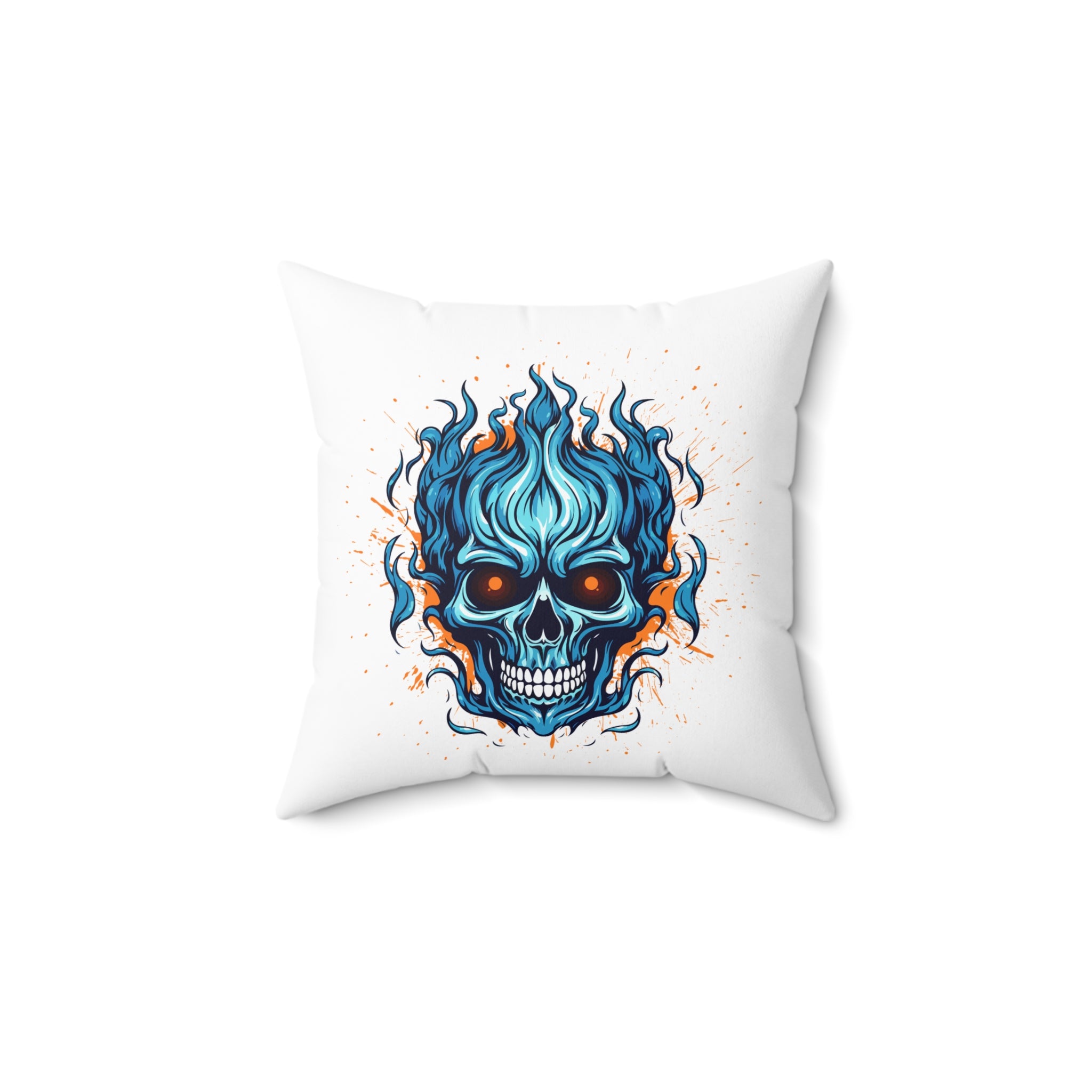 Cool Skull Flame Accent Pillow, Decorative Pillow, Goth Home Decor, Halloween Decor, Unique Gift, Living Room Accent