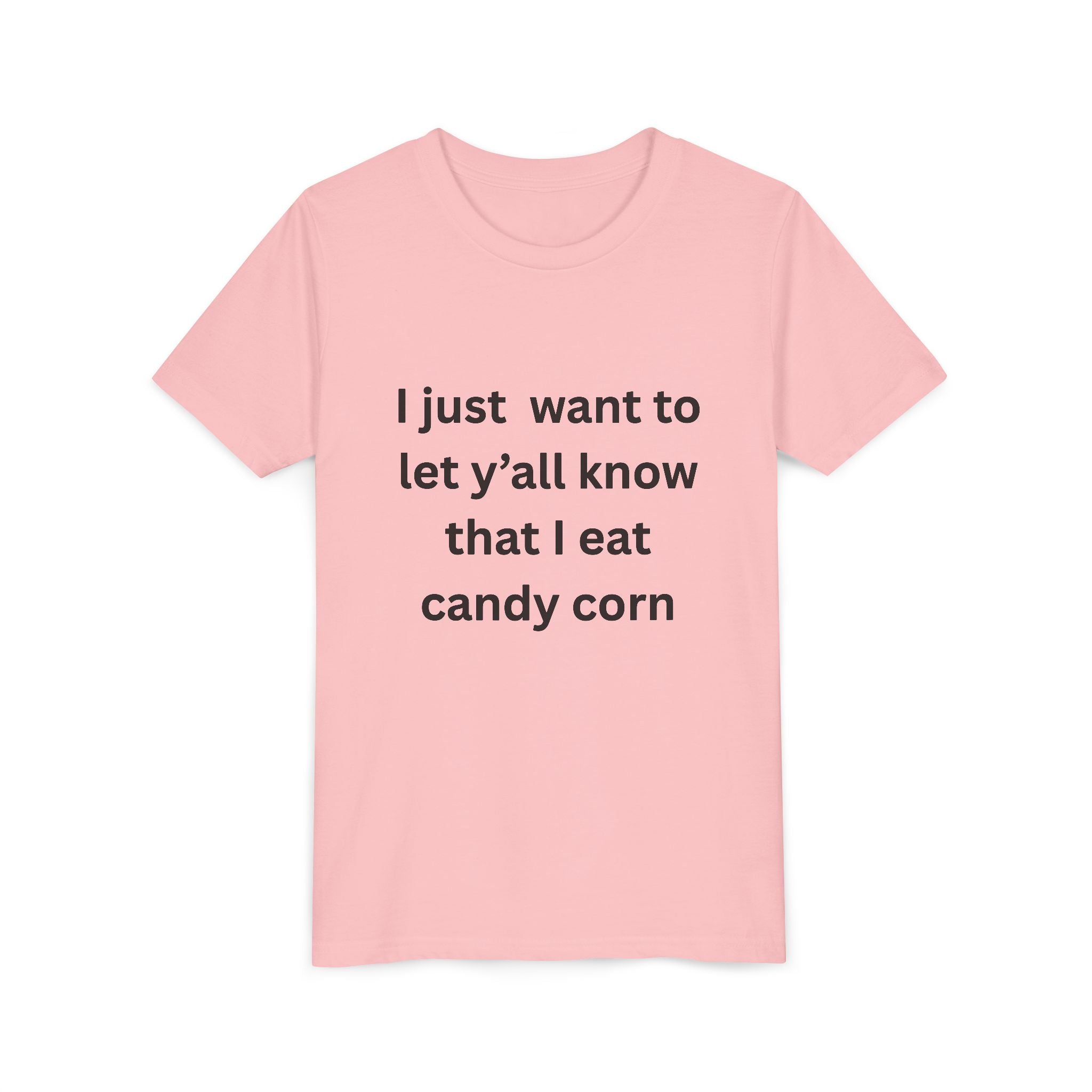 I Eat Candy Corn Youth Candy Corn Tee, Fun Halloween Shirt, Cute Short Sleeve Tee, Youth Graphic Top, Fall Celebration Apparel, Trick or Treat Shirt