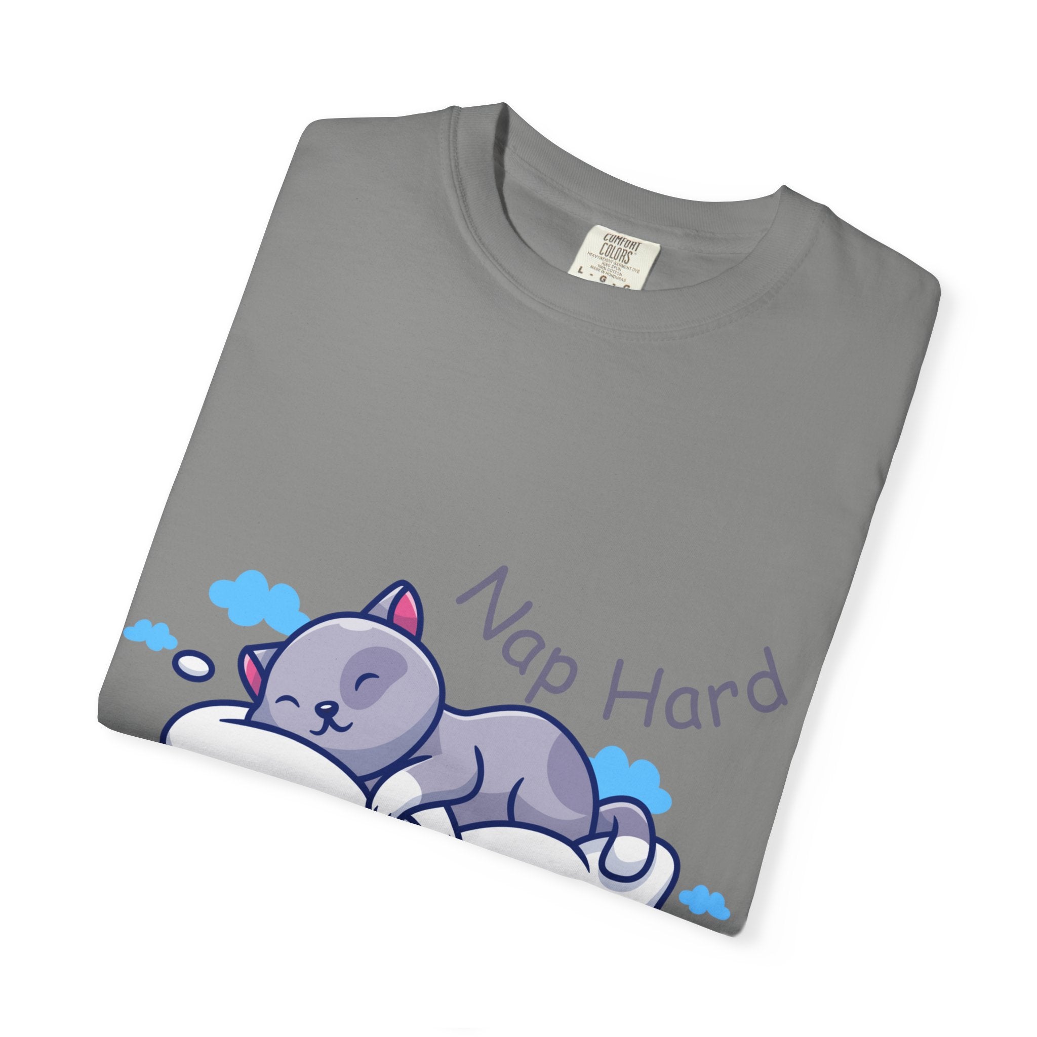 Cat Nap Graphic T-shirt, Cute Cat Tee, Relaxed Fit Apparel, Gift for Cat Lovers, Cozy Lounge Wear, Funny Pet Humor Top