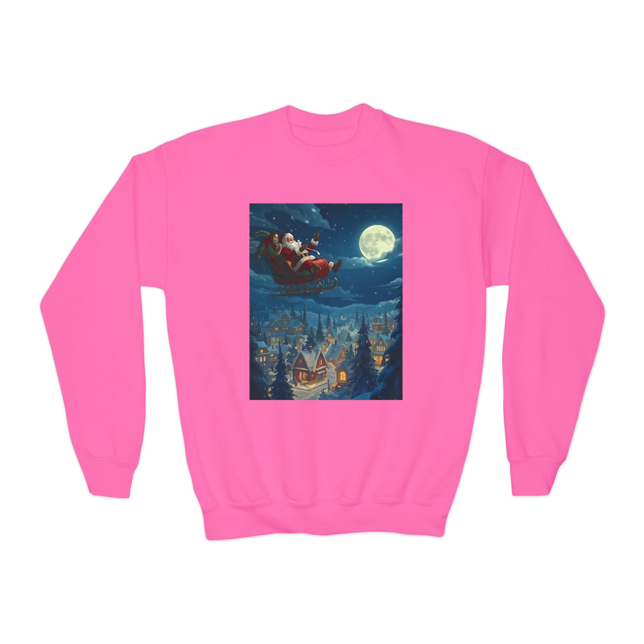 Christmas Santa Sleigh Youth Crewneck Sweatshirt