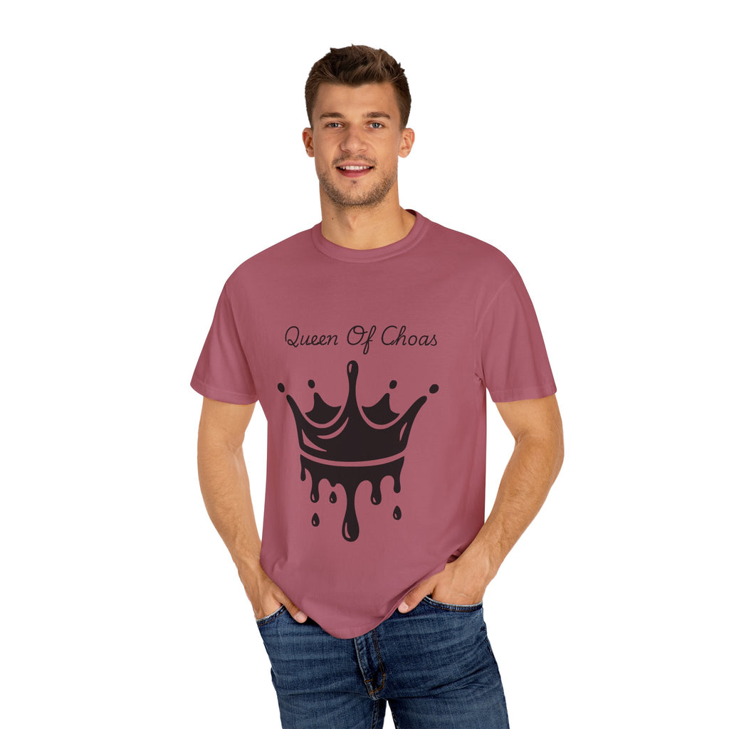 Queen of Chaos T-Shirt, Unisex Garment-Dyed Tee, Fun Casual Wear, Unique Gift Idea, Perfect for Celebrations