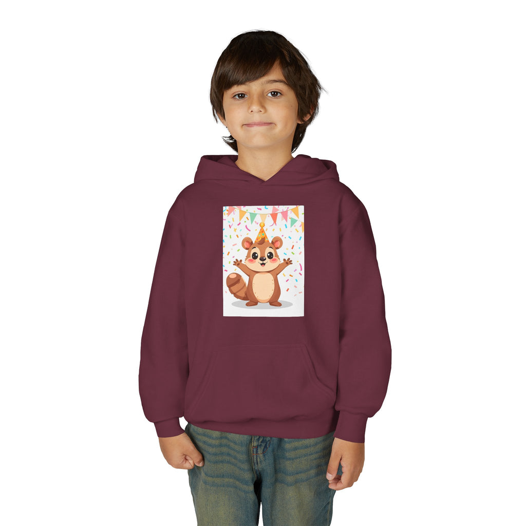 Party Animal With Squirl Youth Heavy Blend Hooded Sweatshirt