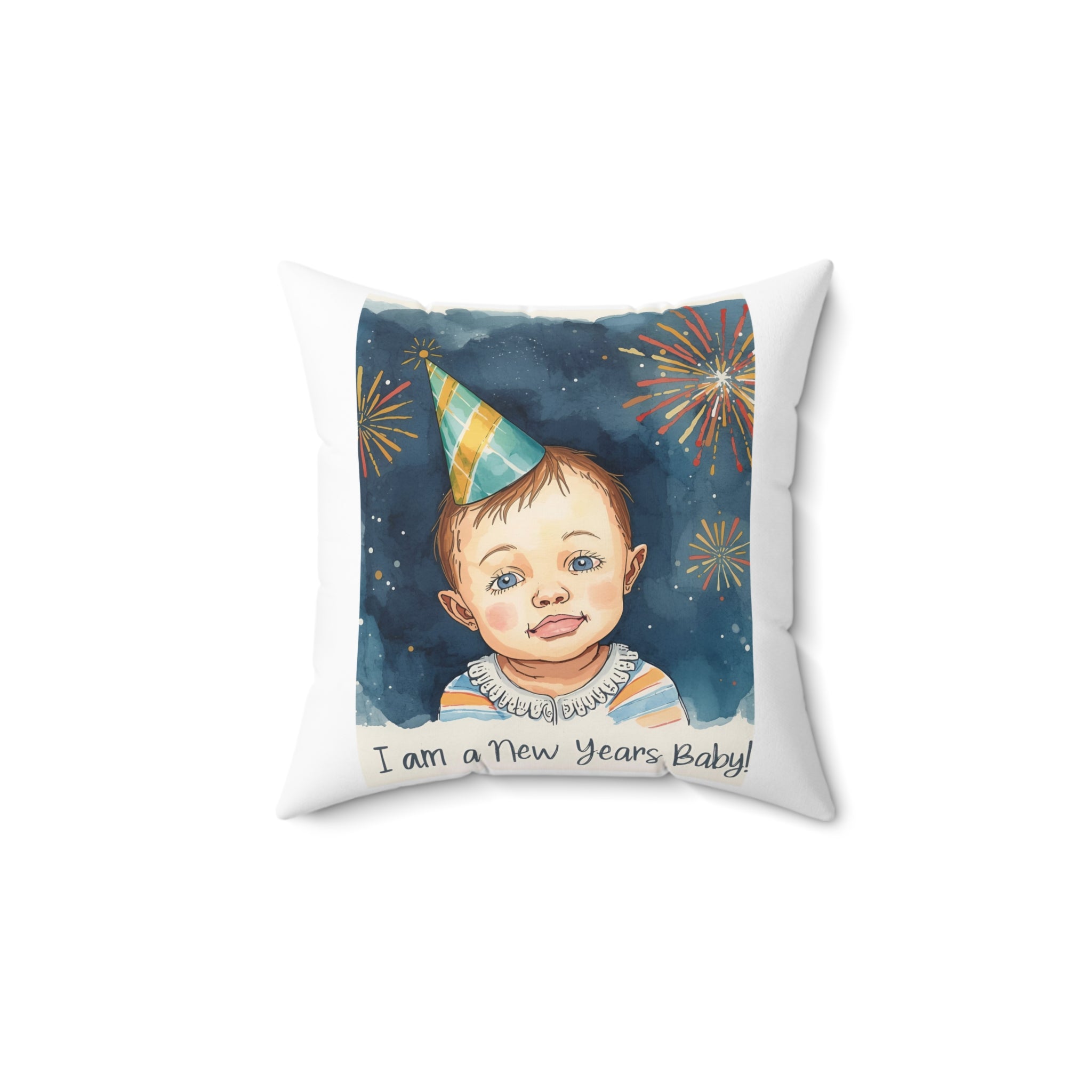 New Year Baby Throw Pillow, Cute Baby Home Decor, Holiday Cushion, Celebration Decorative Pillow, Kids Room Accent