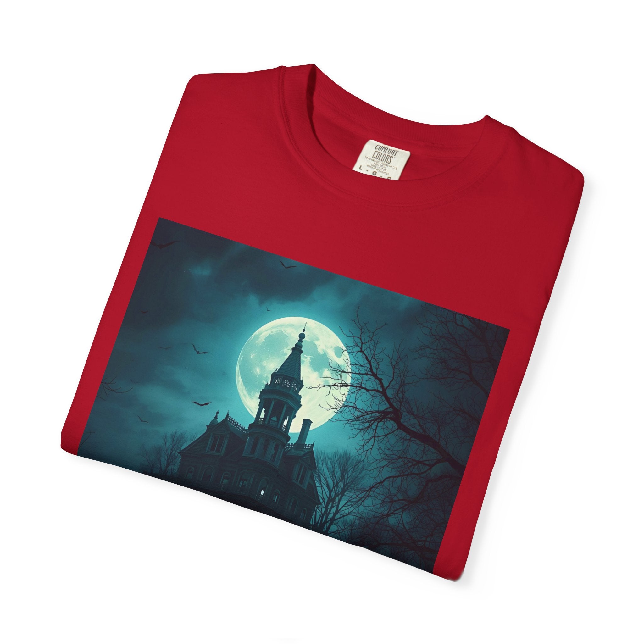 Haunted Moonlit Castle Unisex T-shirt, Gothic Tee, Halloween Apparel, Vintage Style Shirt, Alternative Fashion, Spooky Gift
