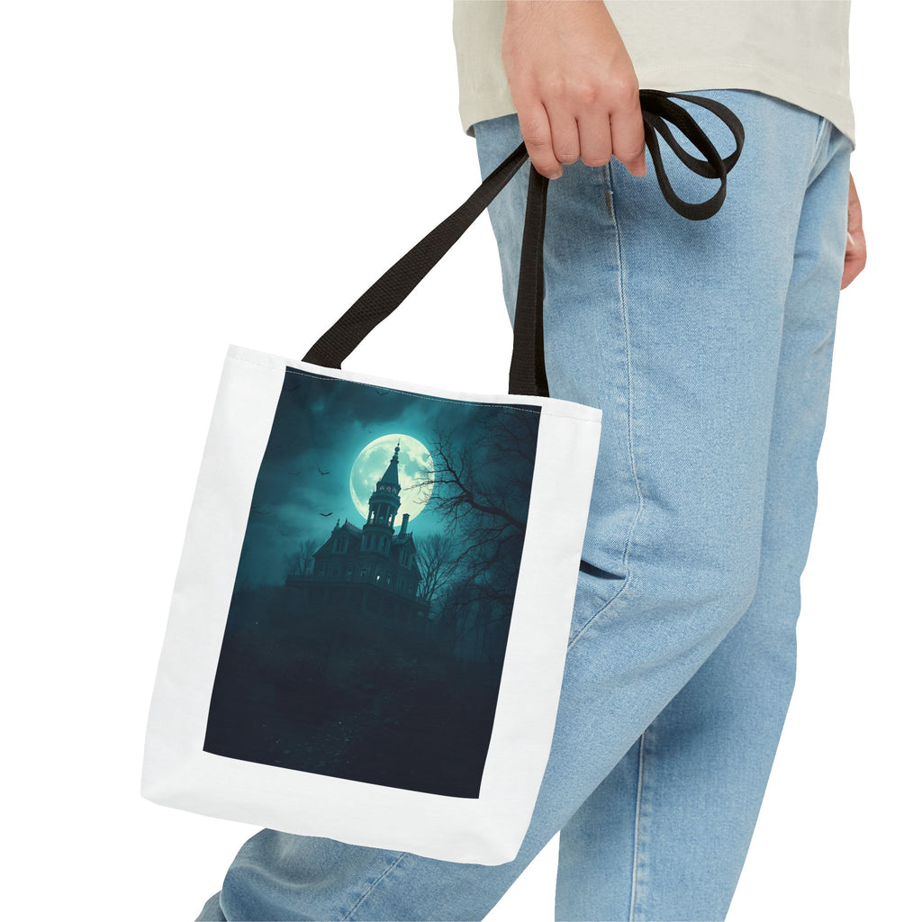 Haunting Moonlight Tote Bag, Gothic Halloween Bag, Spooky Night Carryall, Festival Tote, Eerie Gift for Horror Lovers