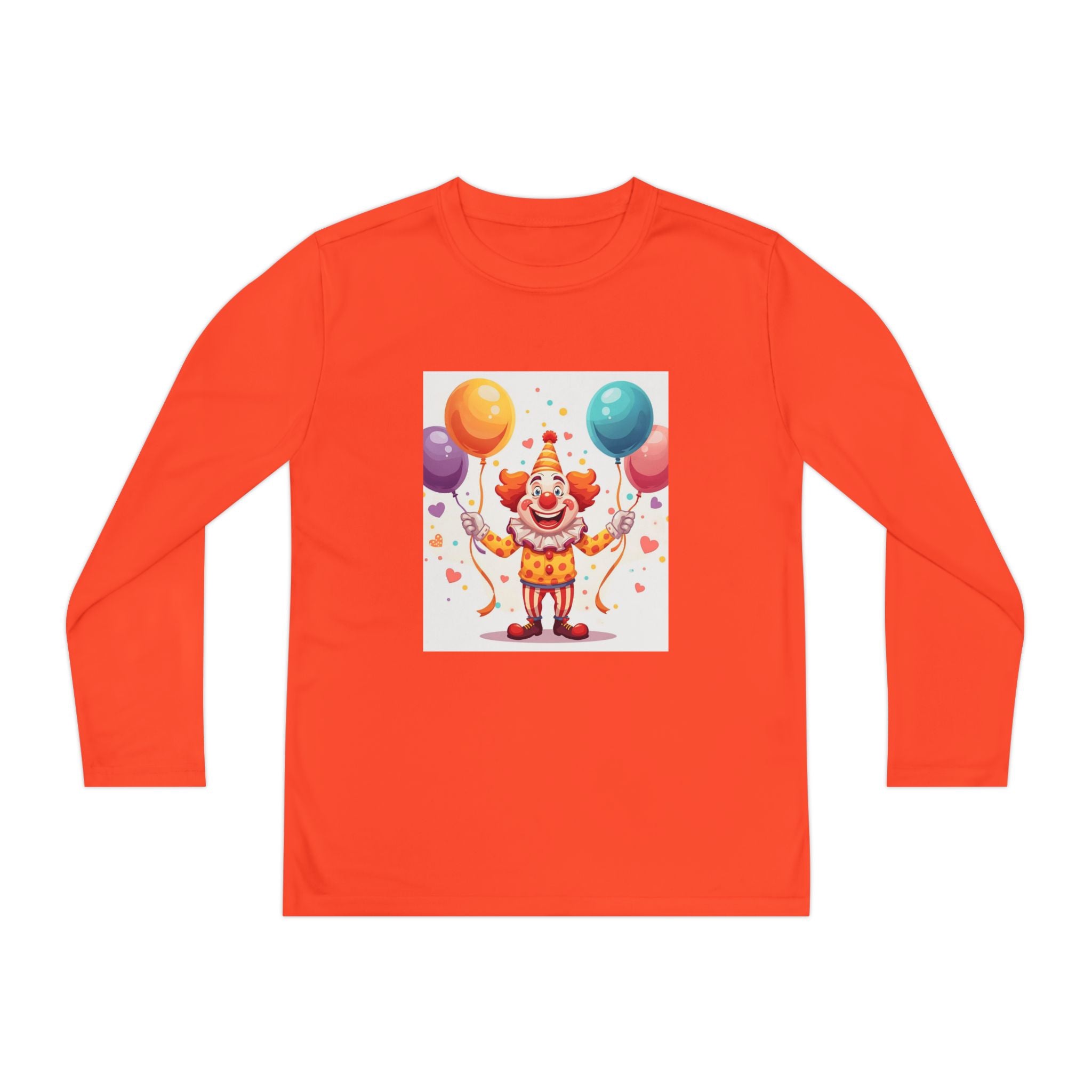 Birthday Clown With Balloons Youth Long Sleeve Competitor Tee