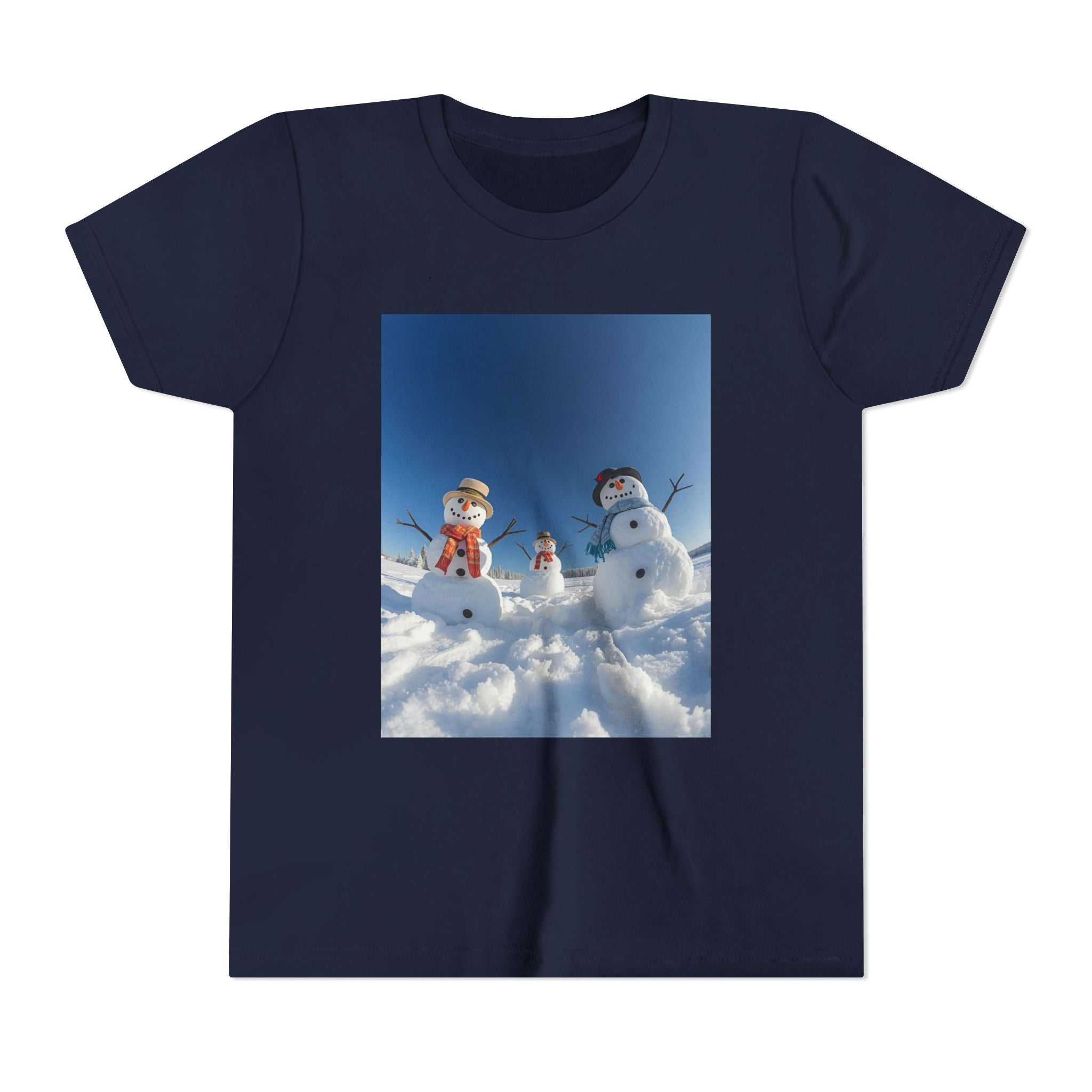 Festive Christmas Snowman Family Youth Short Sleeve Tee
