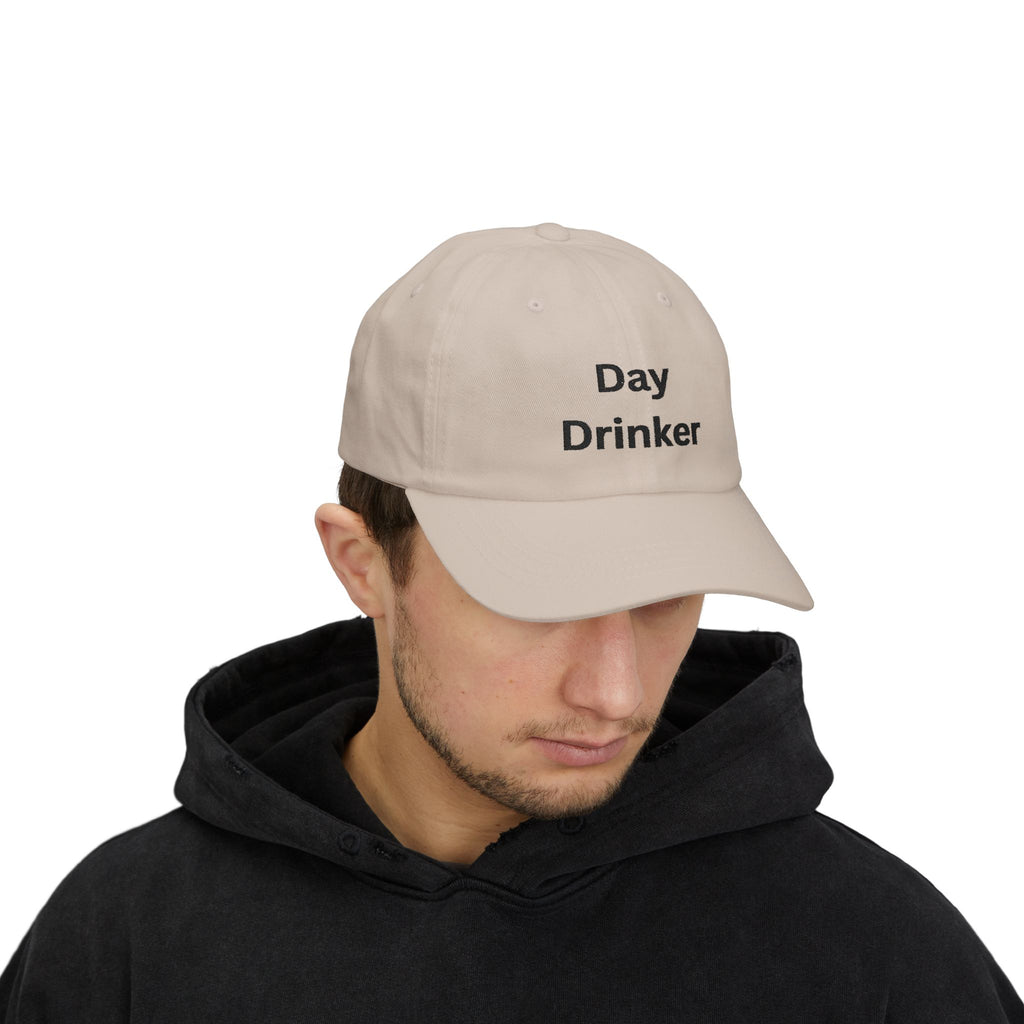 White Dad Cap with 'Day Drinker' | Casual Hat for Dads, Summer Fun, Gifts for Father's Day, Relaxed Style