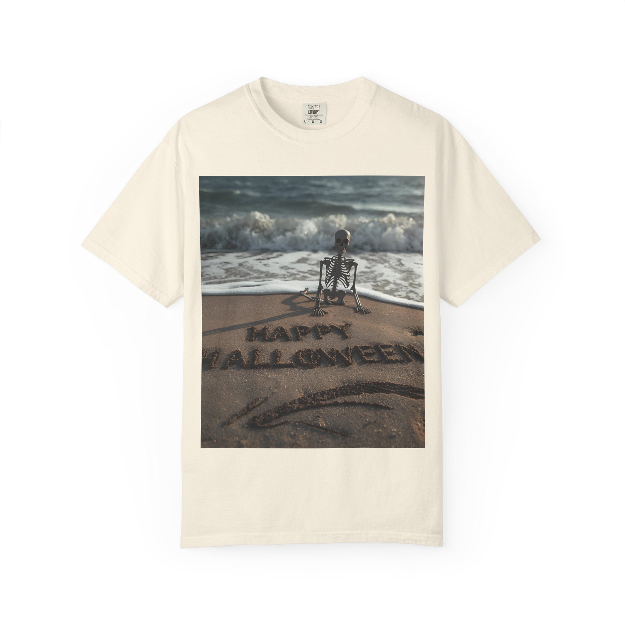 Halloween Beach Skeleton Vibes Unisex T-Shirt, Spooky Summer Tee, Fun Halloween Shirt, Beachwear, Casual Halloween Outfit