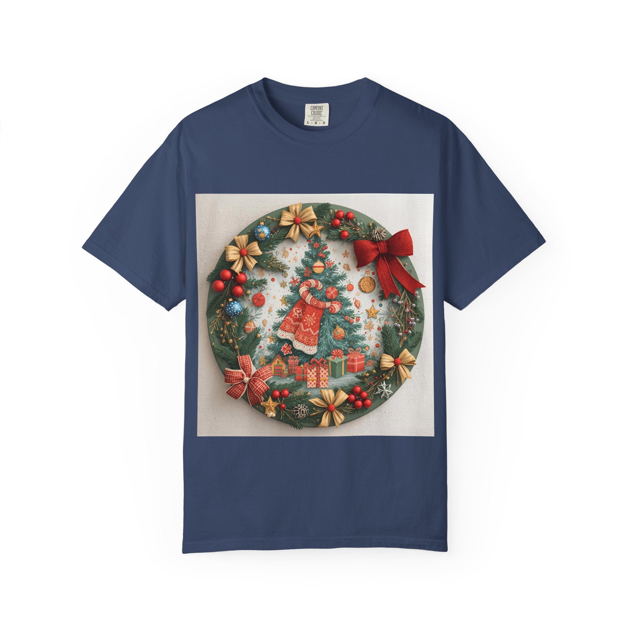Christmas Wreath Festive Holiday T-Shirt, Christmas Tee, Seasonal Wear, Gift for Him/Her, Cute Xmas Shirt, Unisex Holiday Apparel