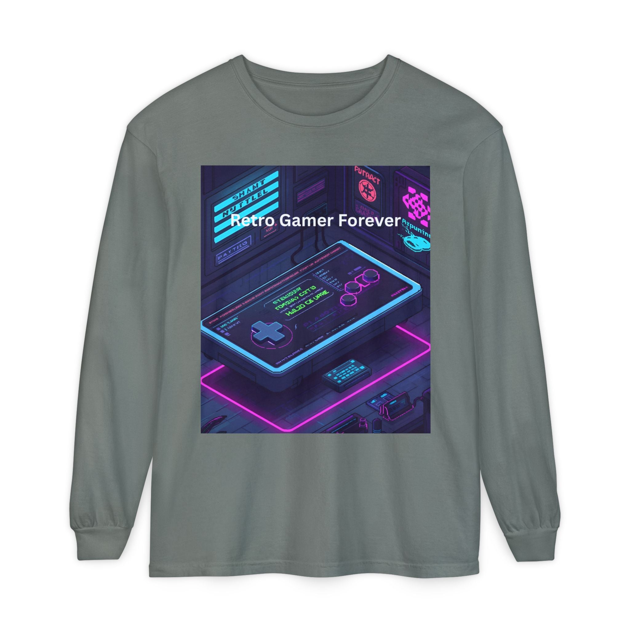 Retro Game Controller Unisex Garment-dyed Long Sleeve T-Shirt