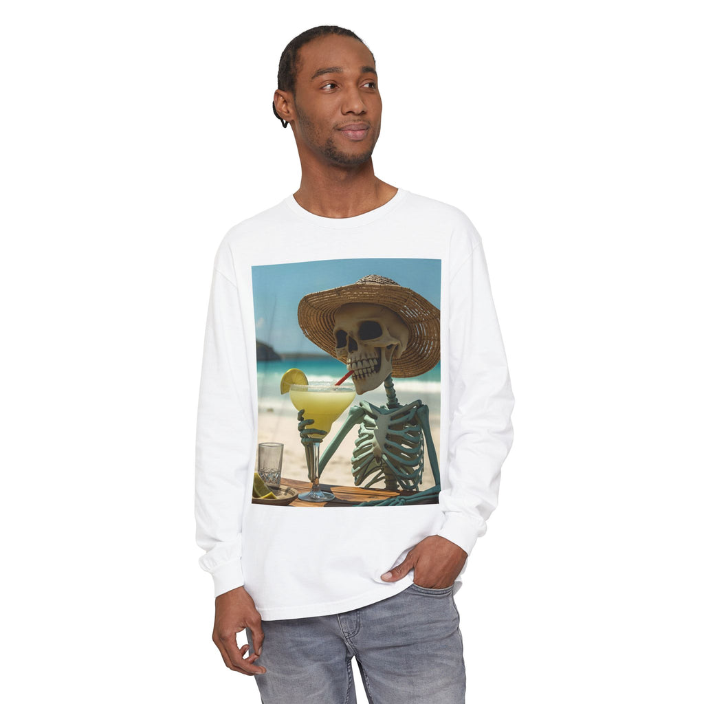 Chill Vibes Skeleton Unisex Garment-dyed Long Sleeve T-Shirt