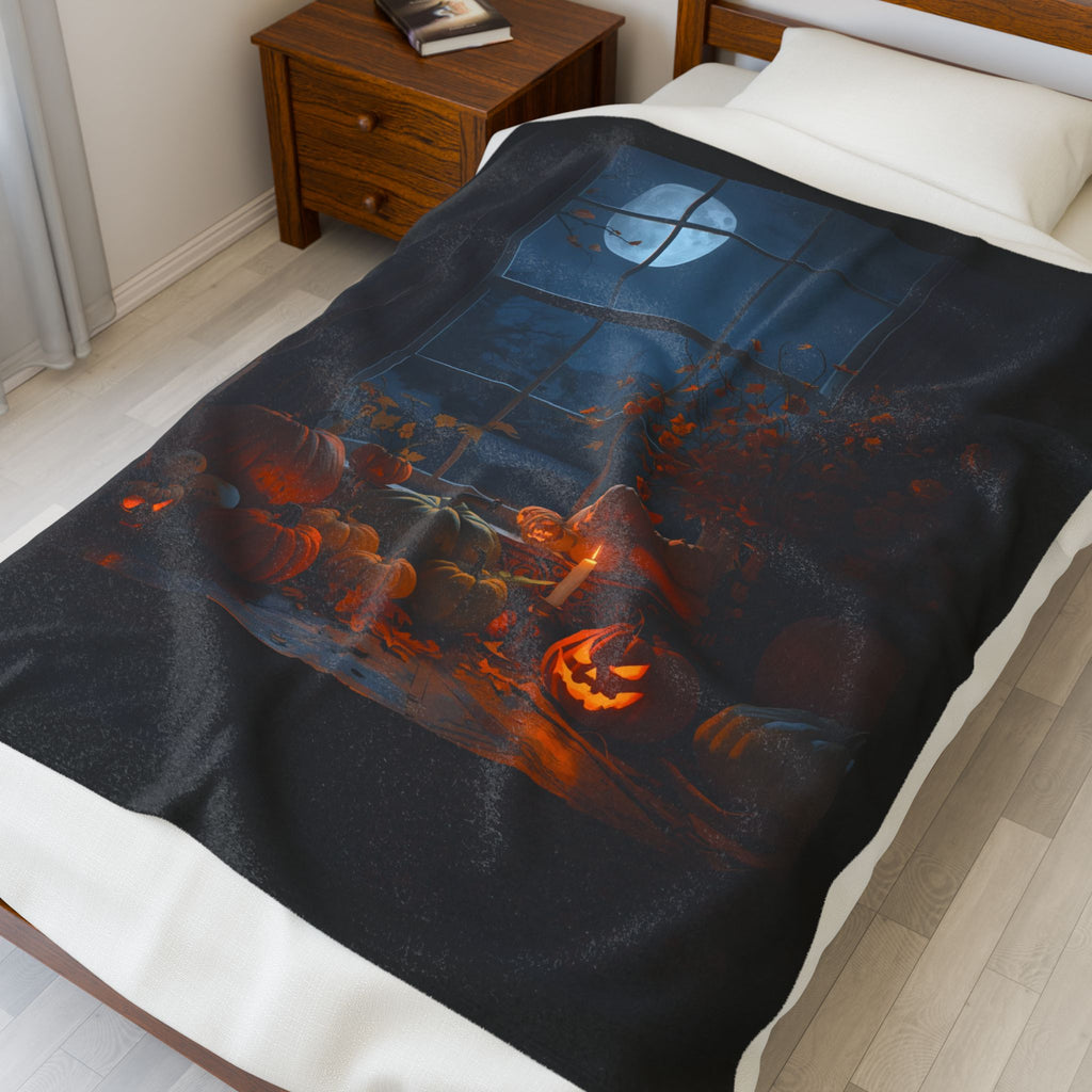 Cozy Fall Pumpkin Velveteen Plush Blanket