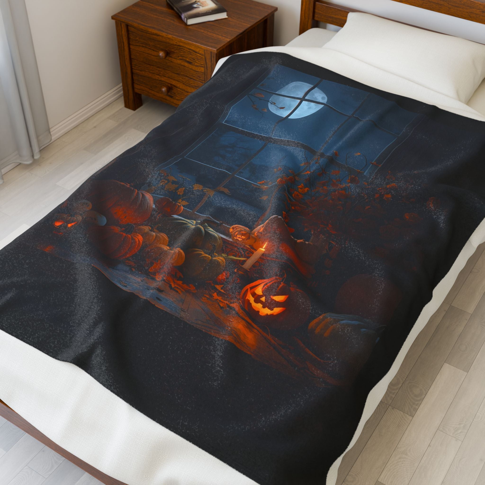 Cozy Fall Pumpkin Velveteen Plush Blanket